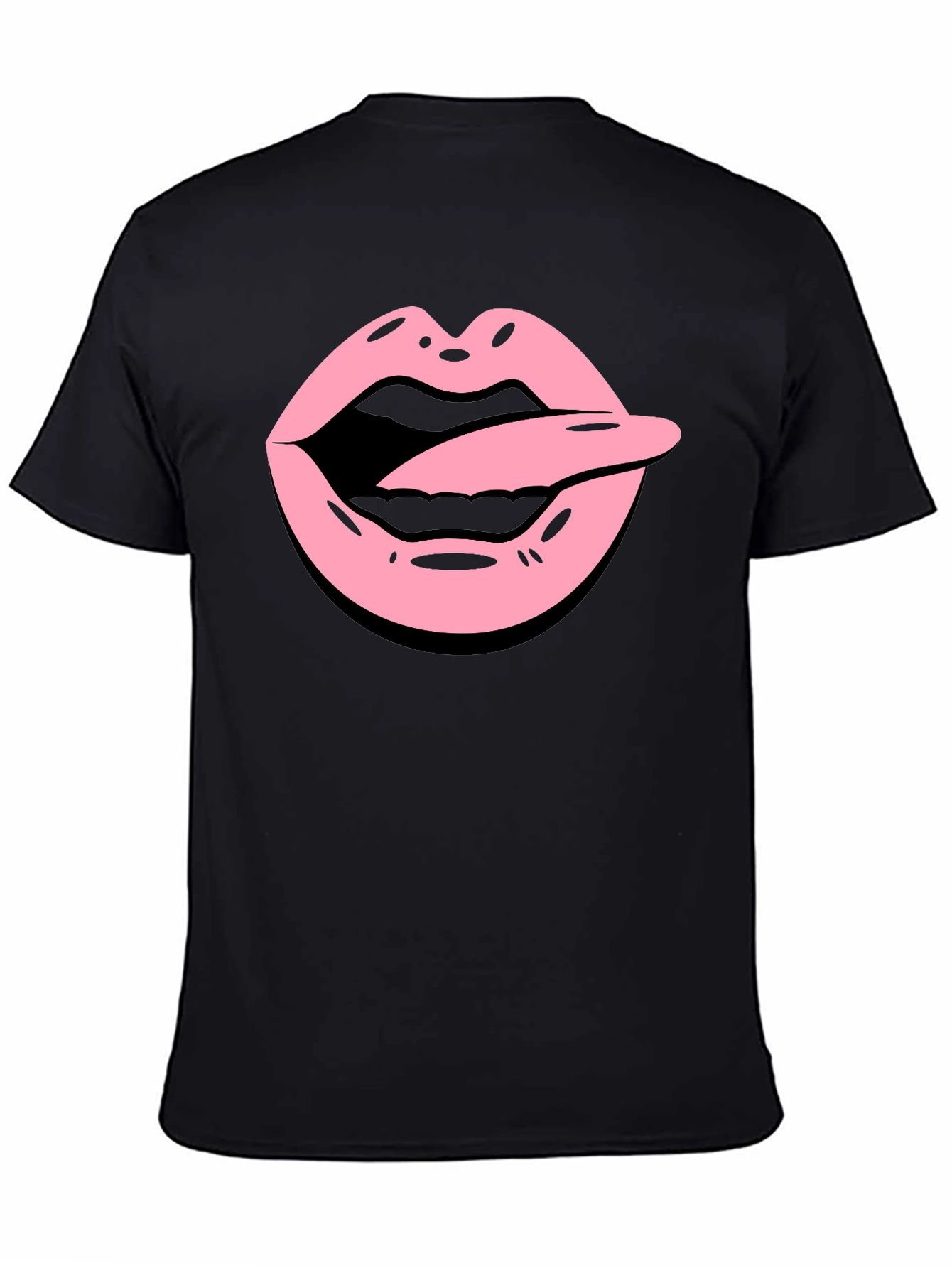 Tongue Out Graphic Tee - Black Cotton Blend Shirt