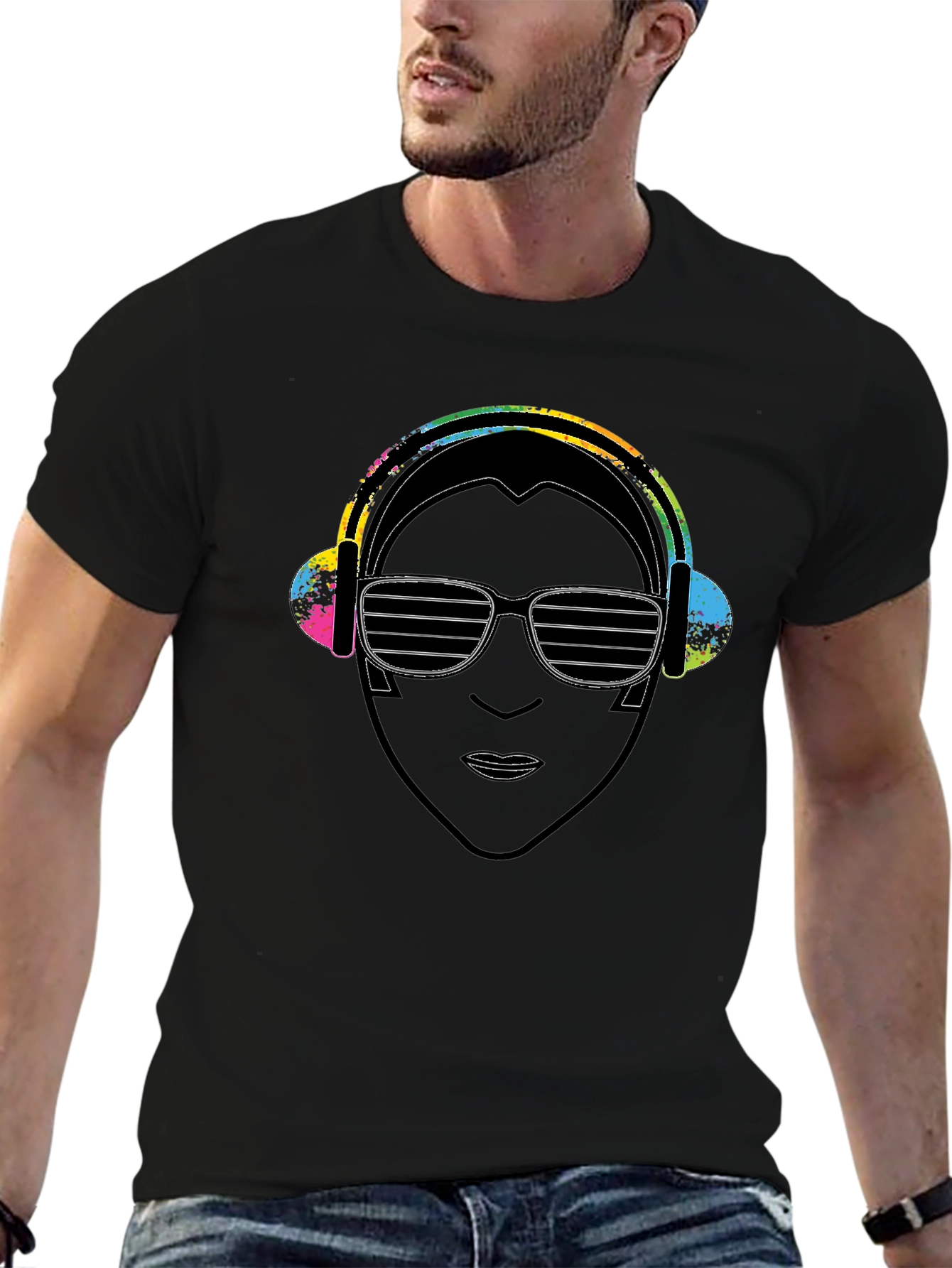 DJ Portrait Graphic Black T-Shirt
