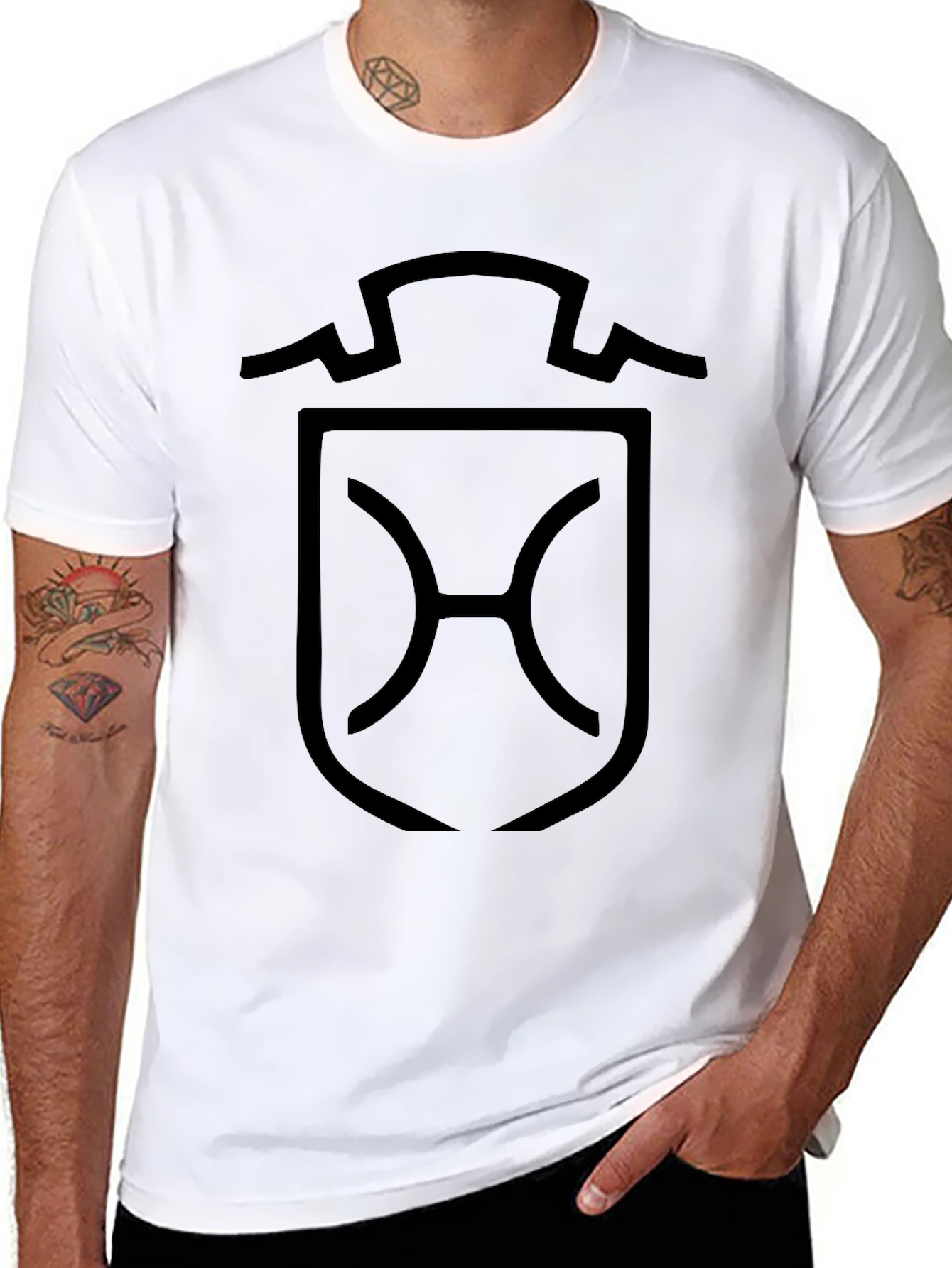 Minimalist Black T-Shirt with Shield Graphic