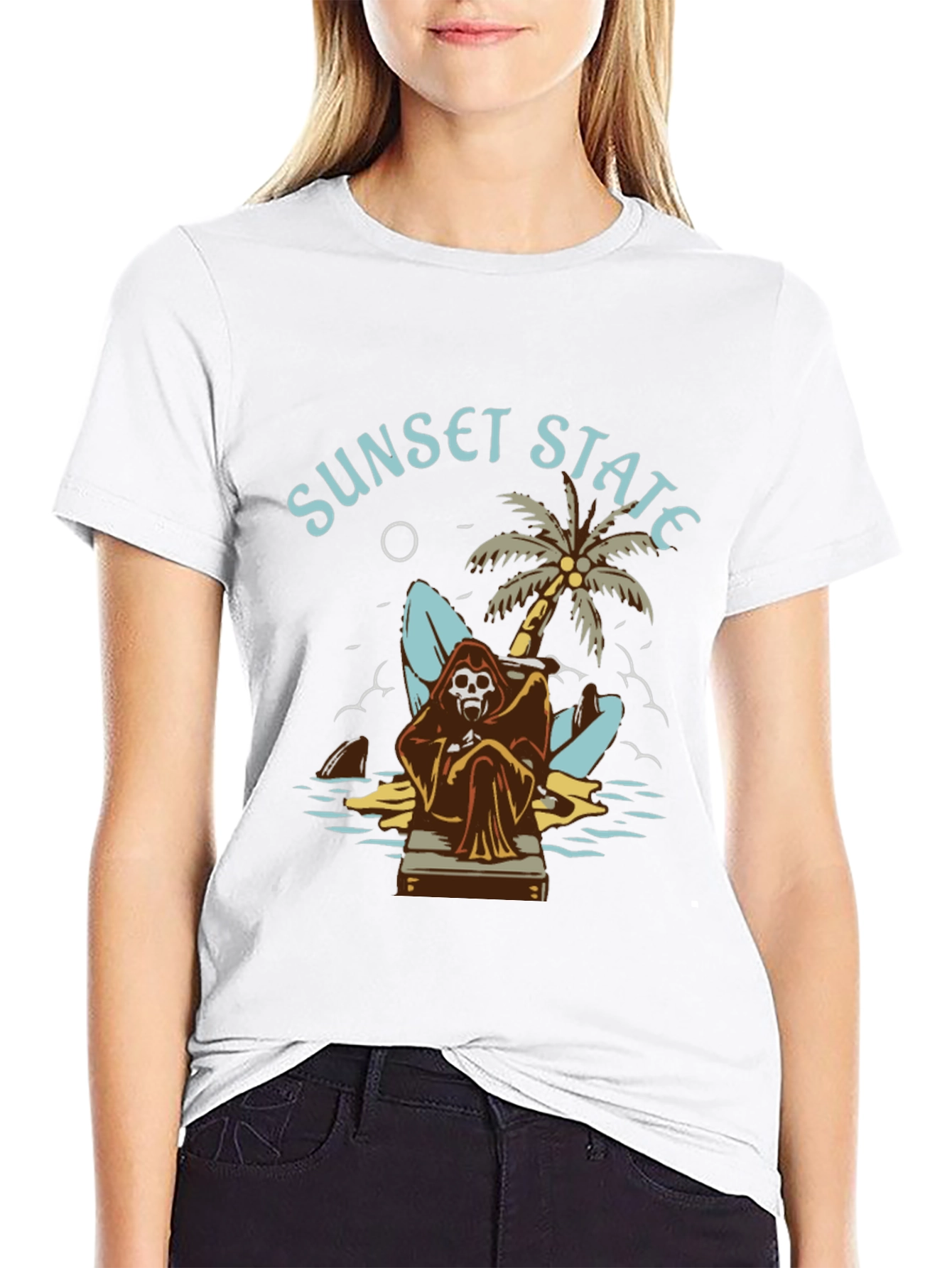 Sunset State Graphic Tee - Grim Reaper Beach Design