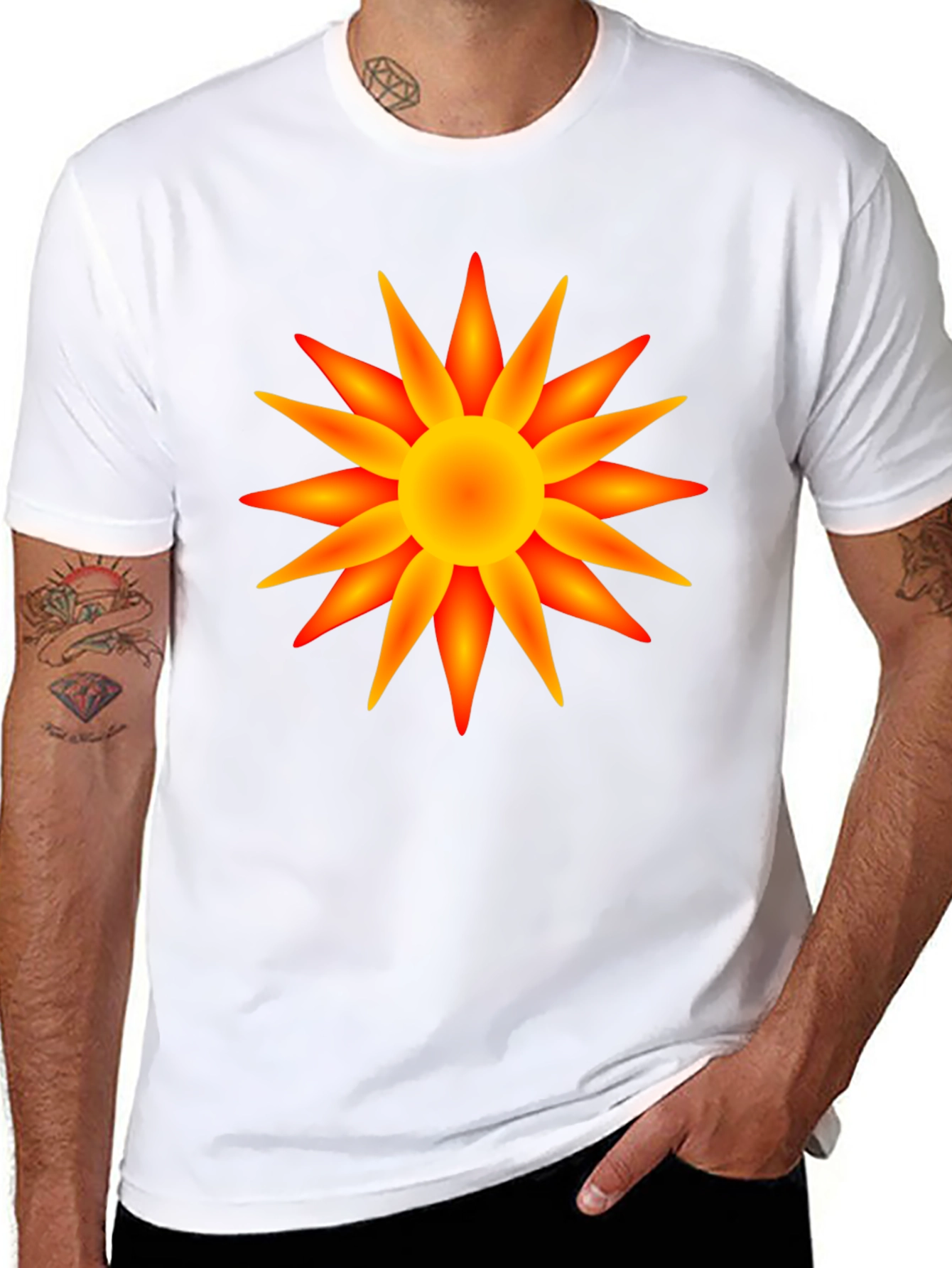 Radiant Sun Graphic T-Shirt - Bold Black Cotton Tee
