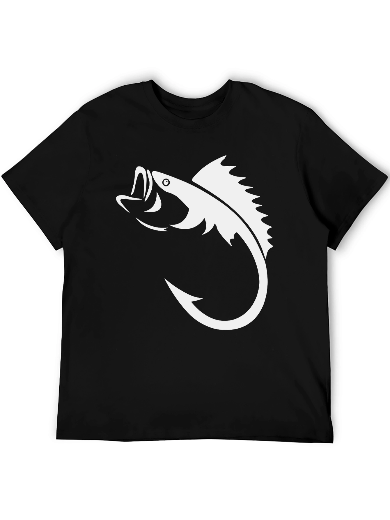 Bass Fish Hook Graphic Tee - Black Cotton T-Shirt