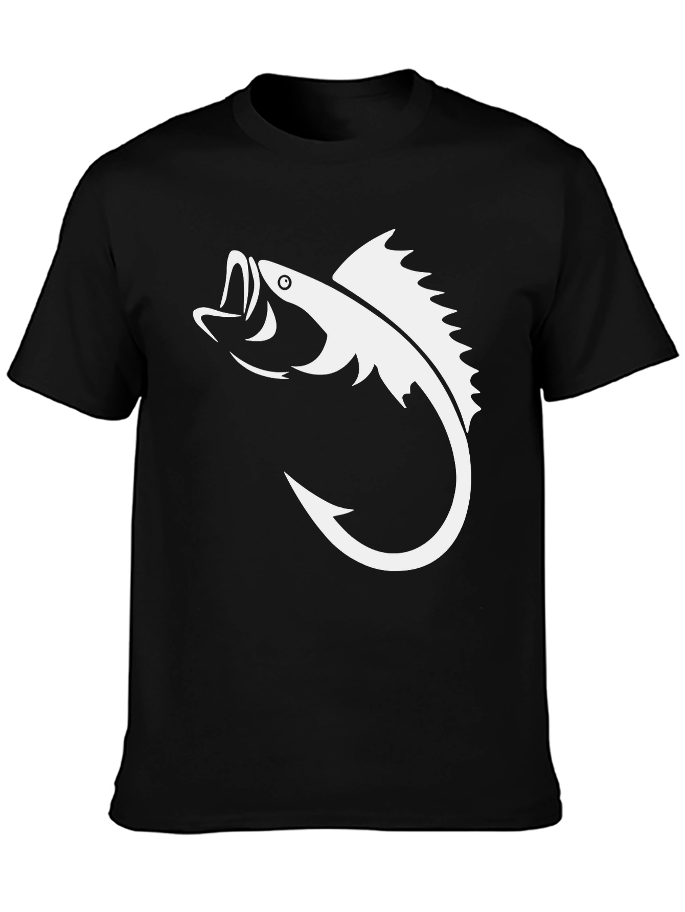 Bass Fish Hook Graphic Tee - Black Cotton T-Shirt