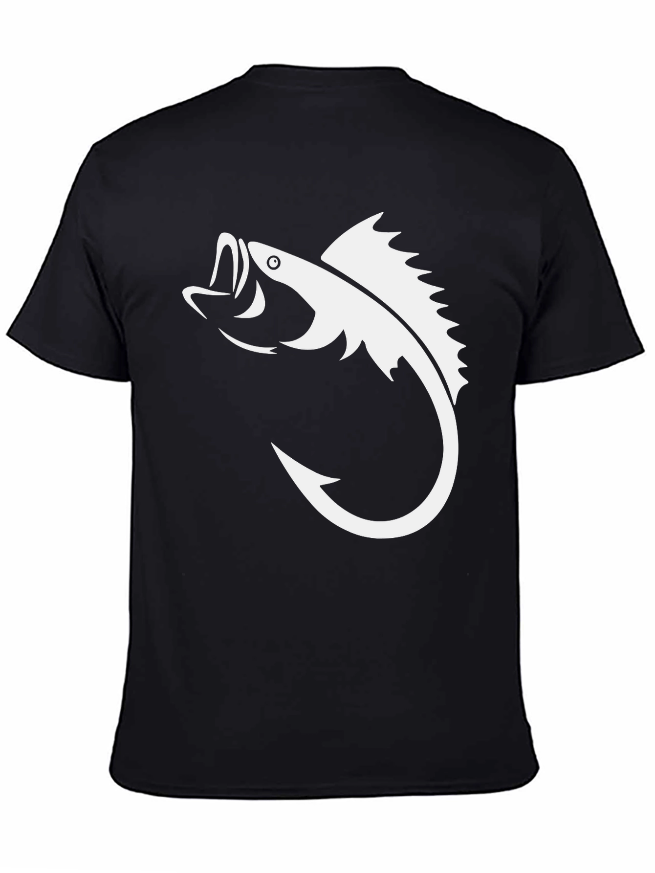 Bass Fish Hook Graphic Tee - Black Cotton T-Shirt