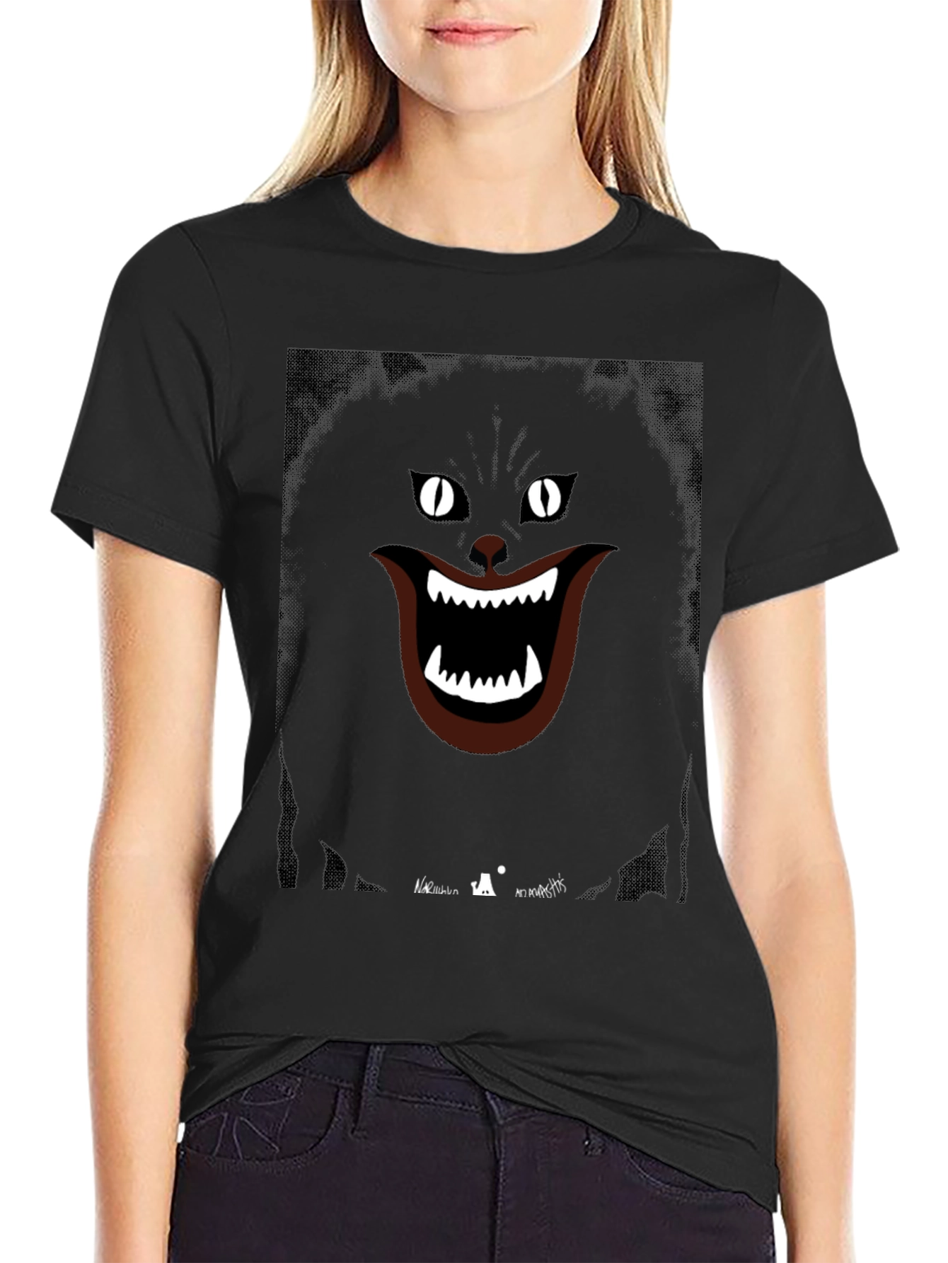 Grinning Cat Graphic Tee - Spooky Style
