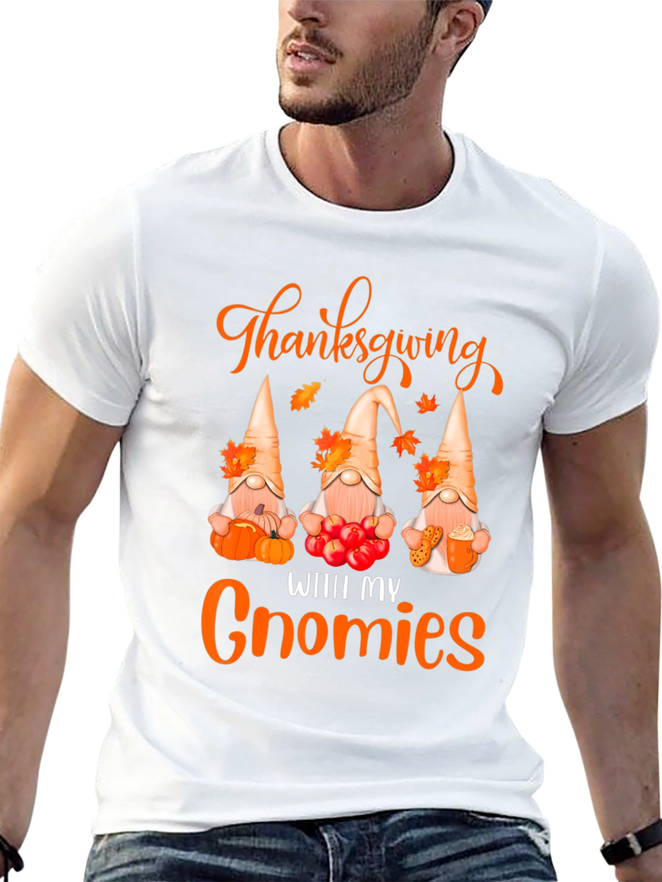 Thanksgiving With My Gnomies Black T-Shirt