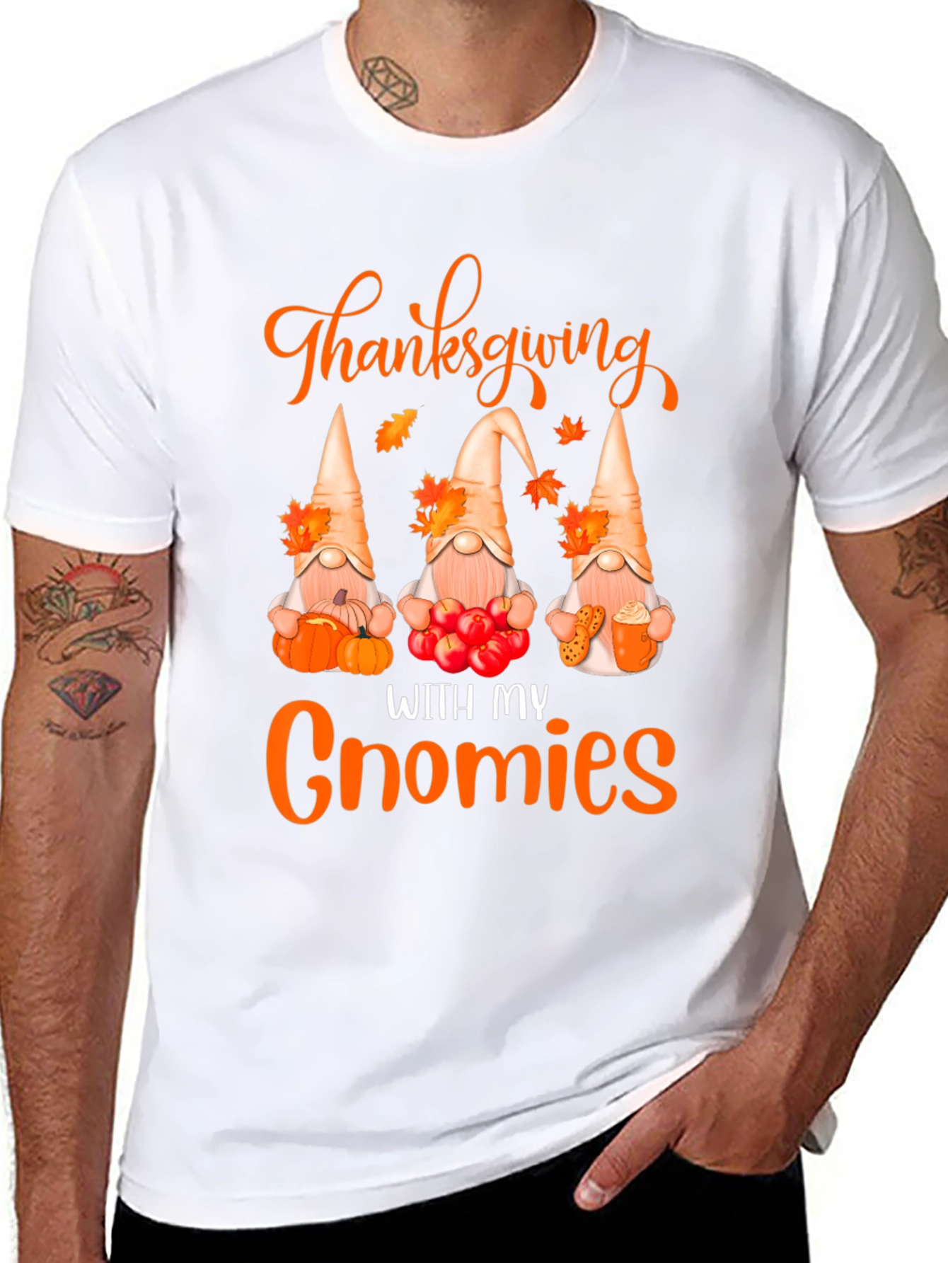 Thanksgiving With My Gnomies Black T-Shirt