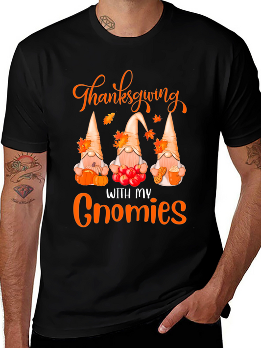 Thanksgiving With My Gnomies Black T-Shirt