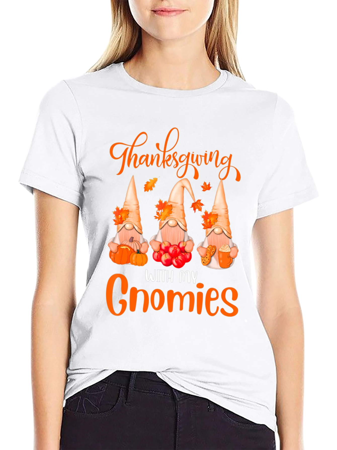 Thanksgiving With My Gnomies Black T-Shirt
