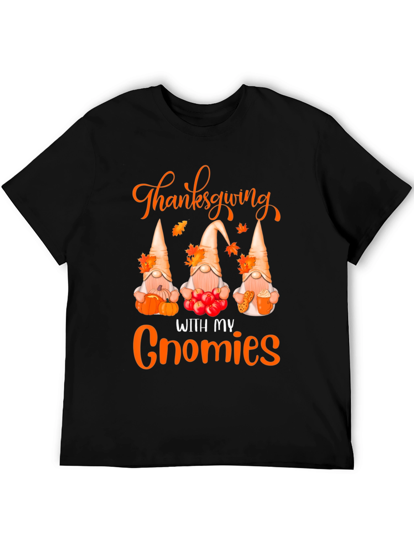 Thanksgiving With My Gnomies Black T-Shirt