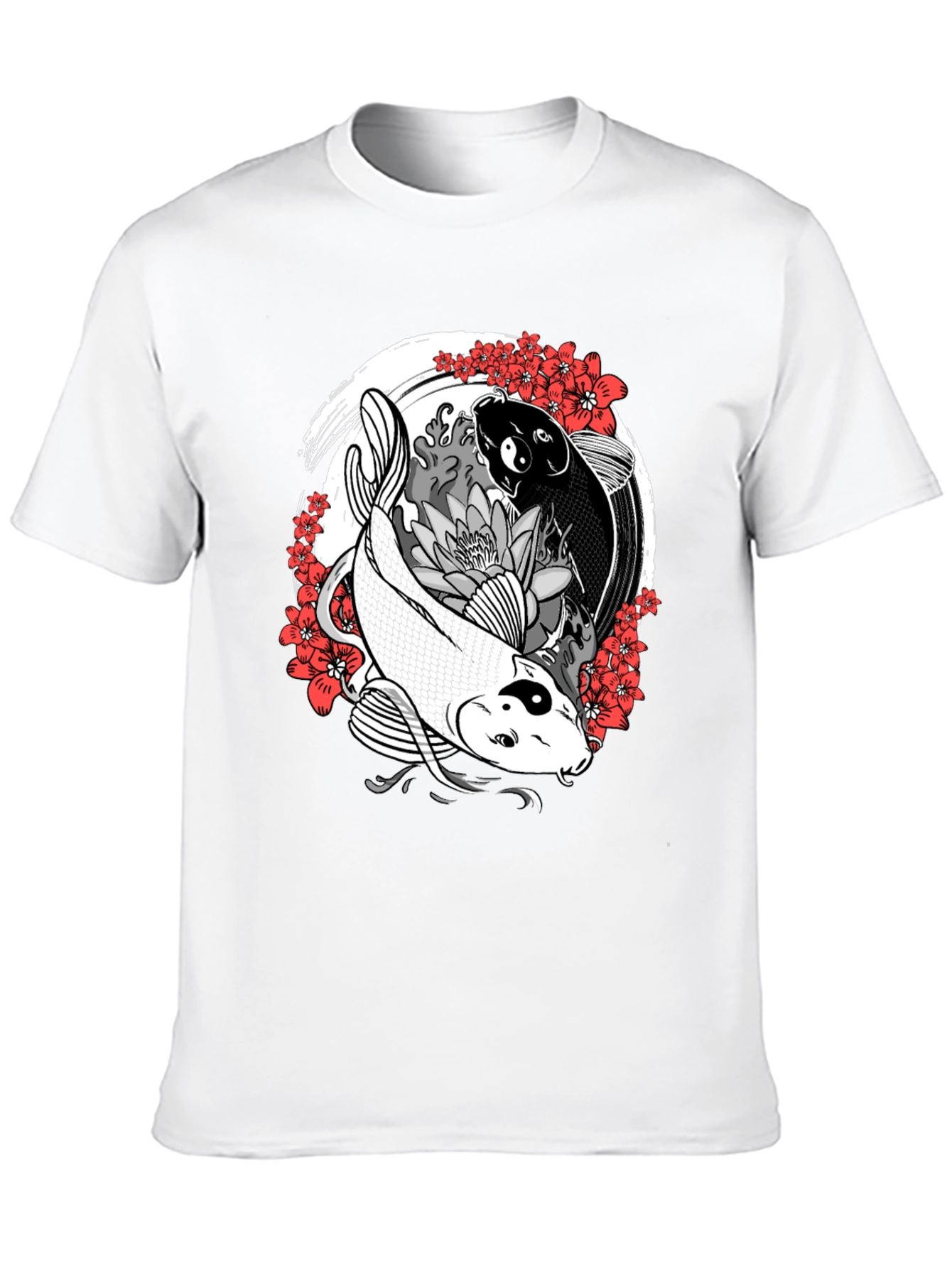 Yin Yang Koi Fish Graphic Tee - Black