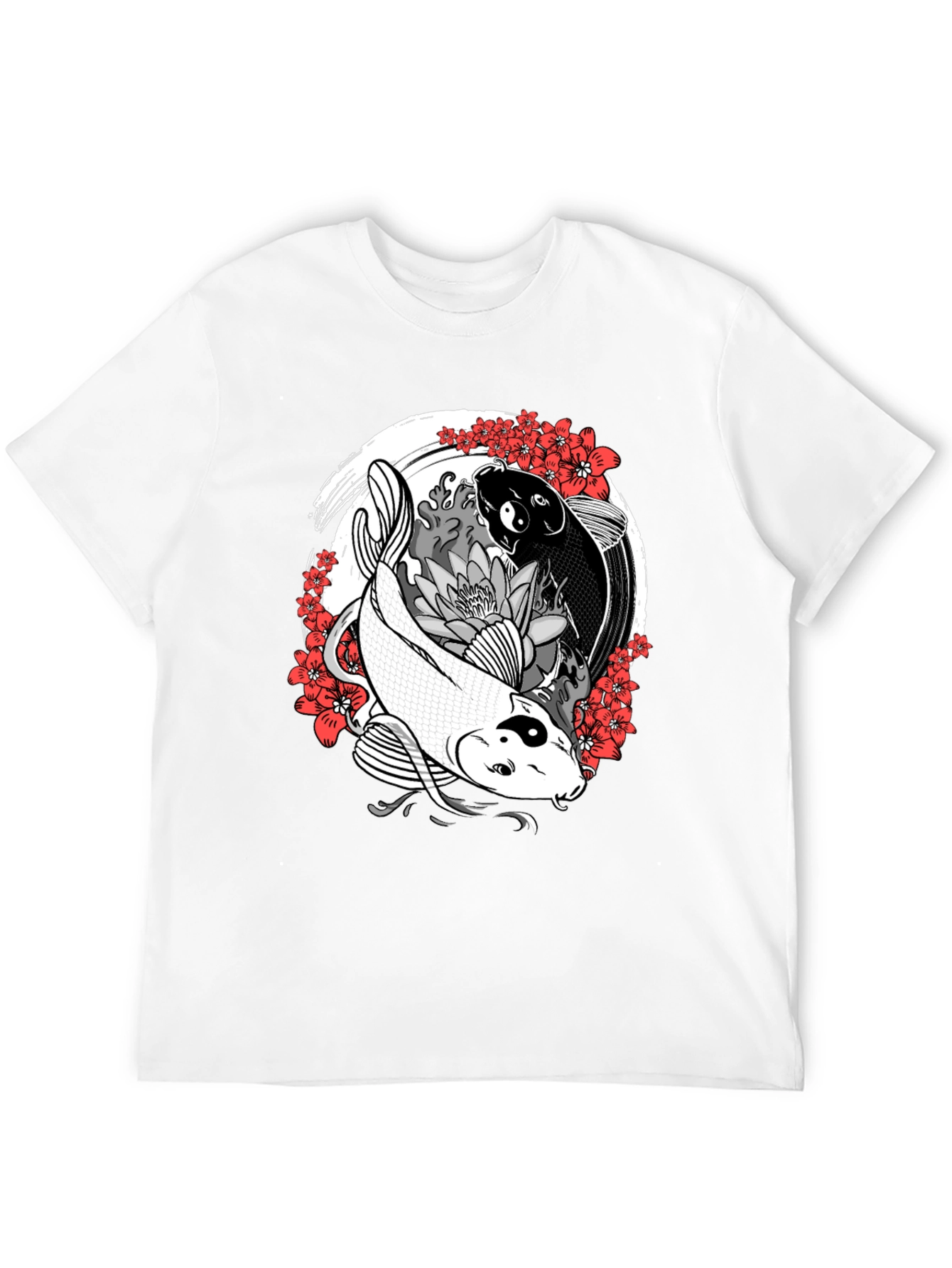 Yin Yang Koi Fish Graphic Tee - Black
