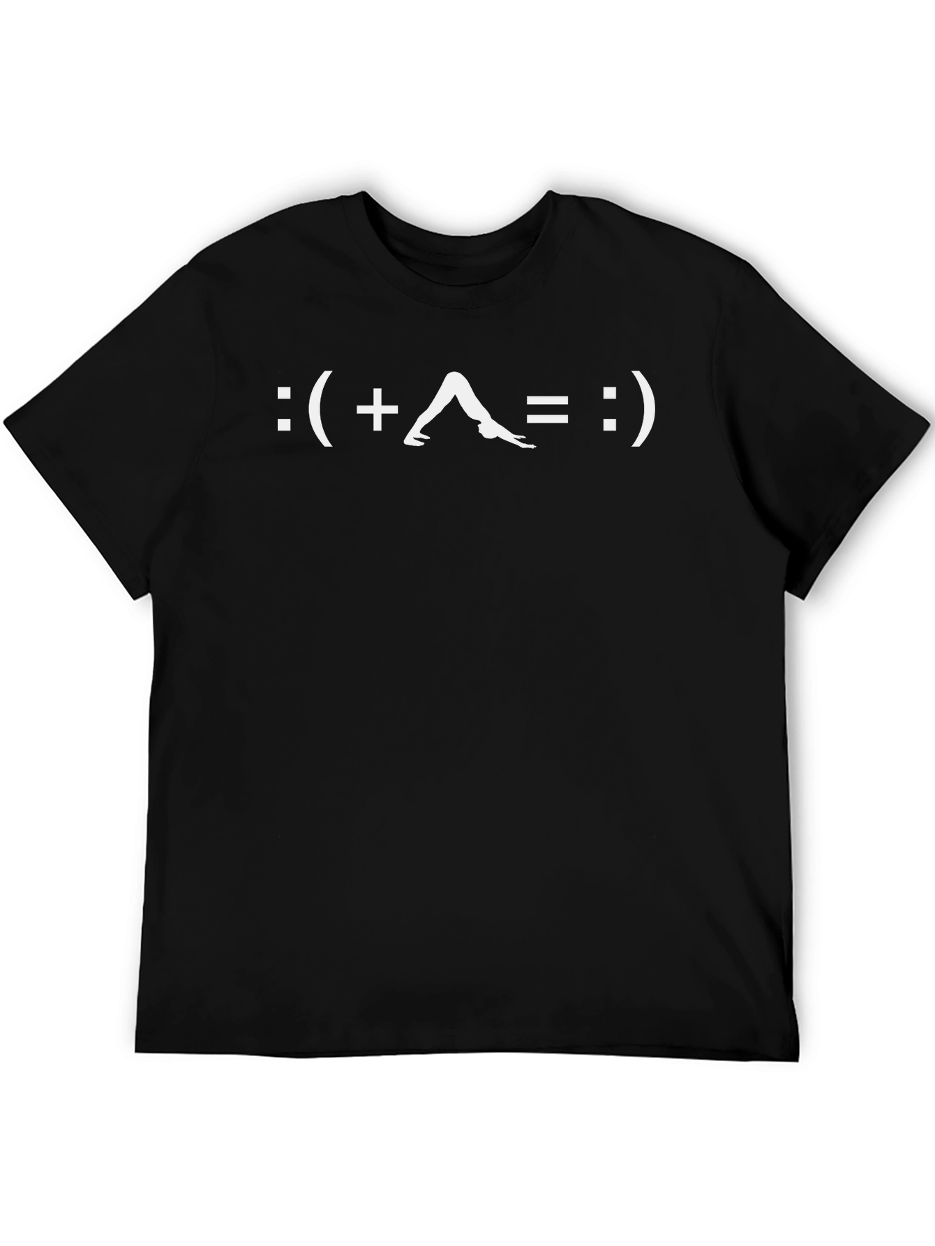 Yoga Downward Dog Smiley Black T-Shirt