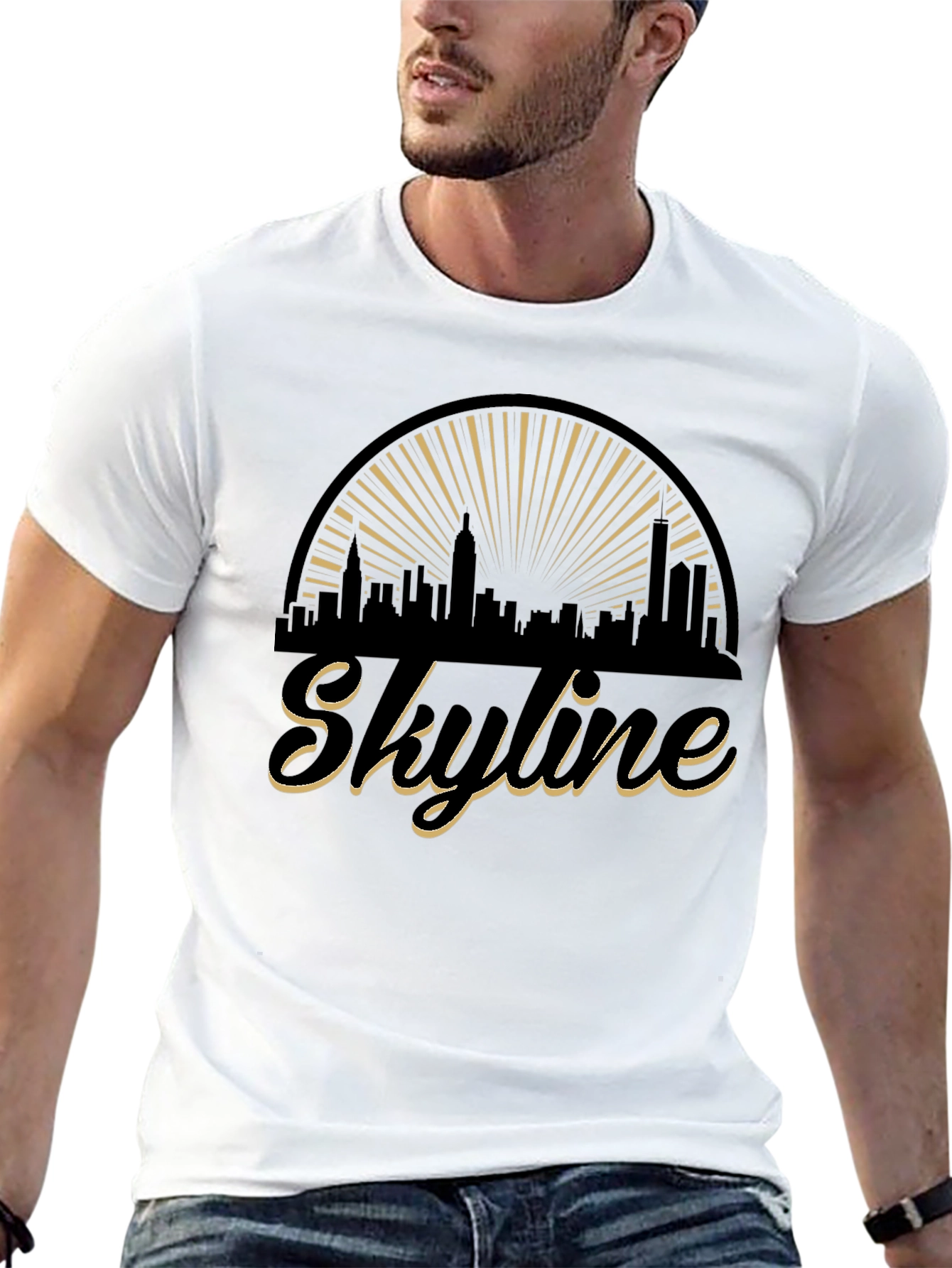 Skyline Graphic T-Shirt - Stylish Black Tee