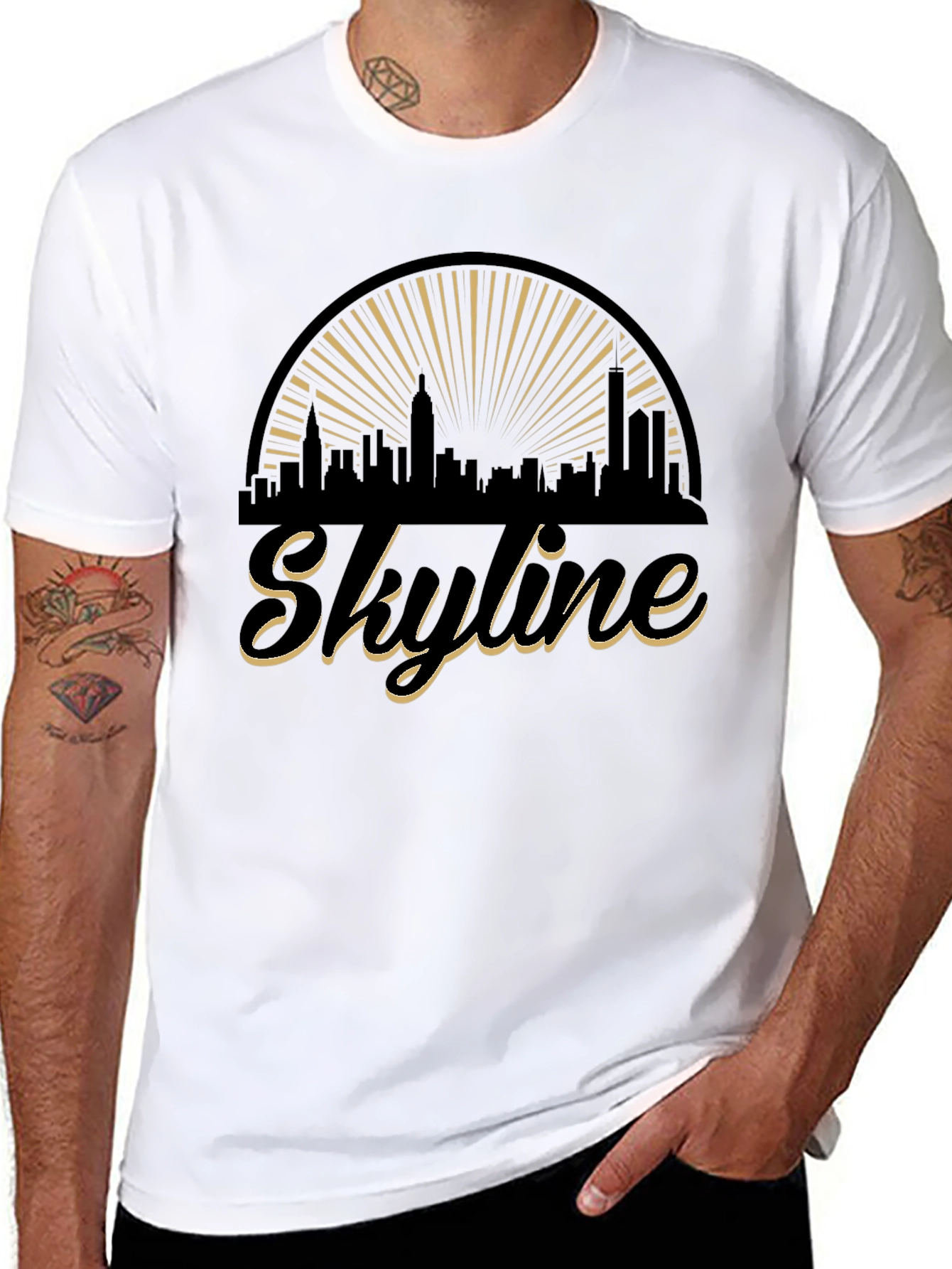 Skyline Graphic T-Shirt - Stylish Black Tee
