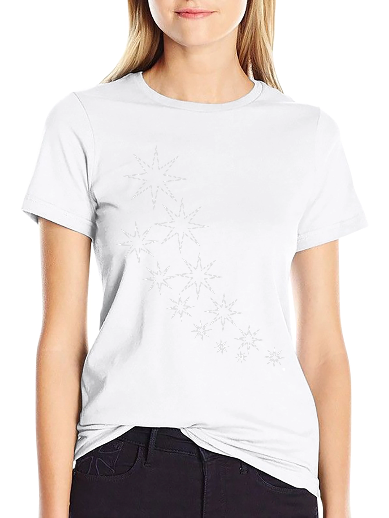 Stylish Black Tee with Star Burst Design