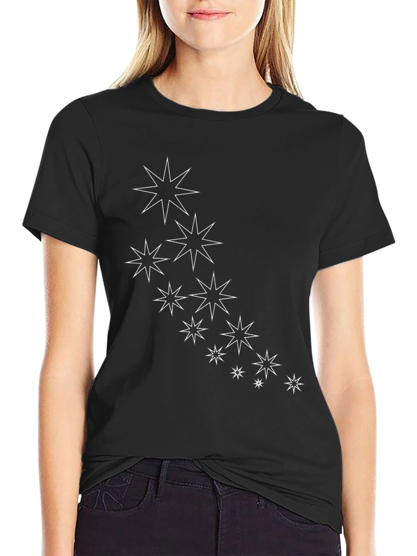 Stylish Black Tee with Star Burst Design