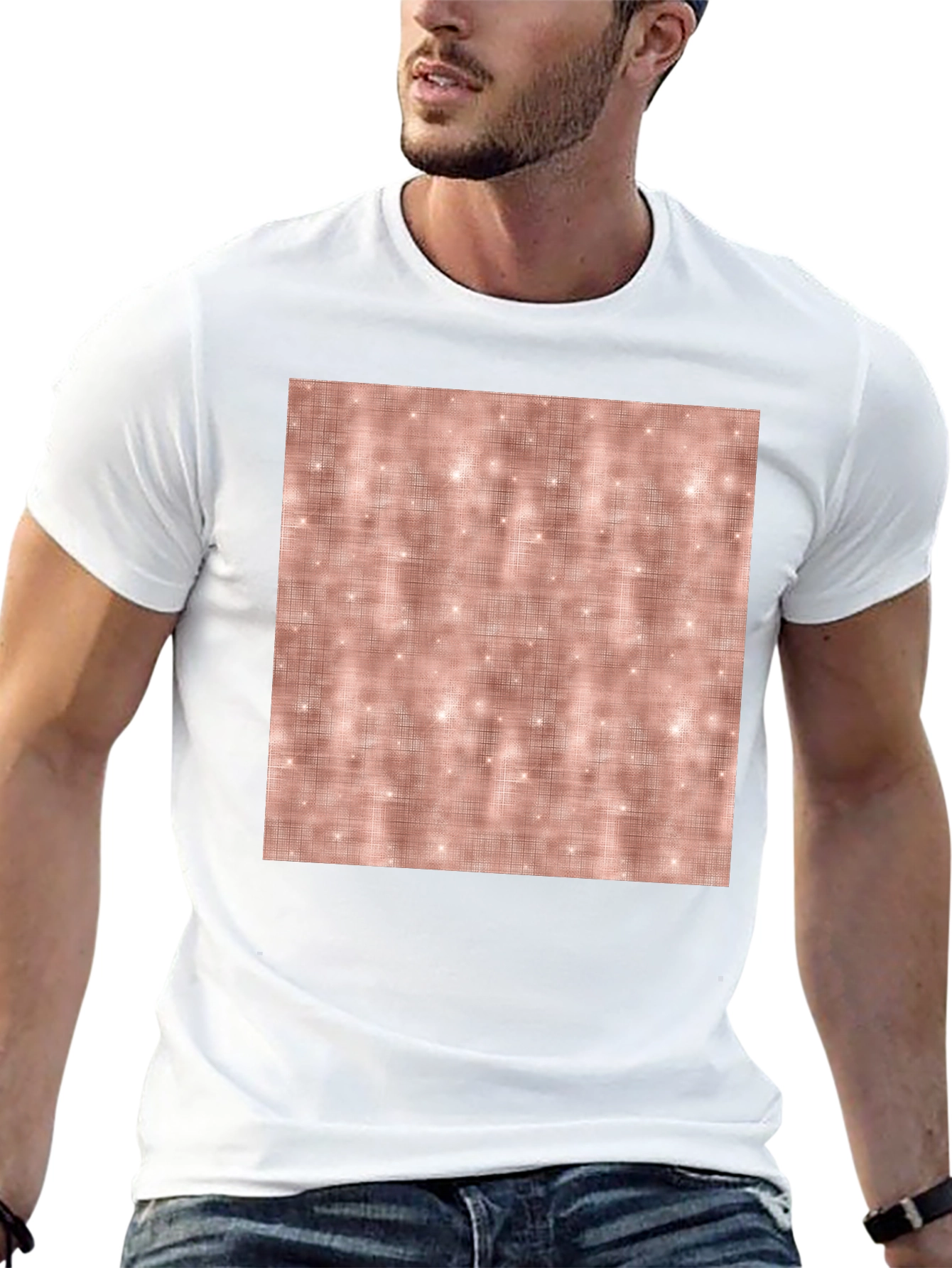 Stylish Black Tee with Rose Gold Sparkle Pattern