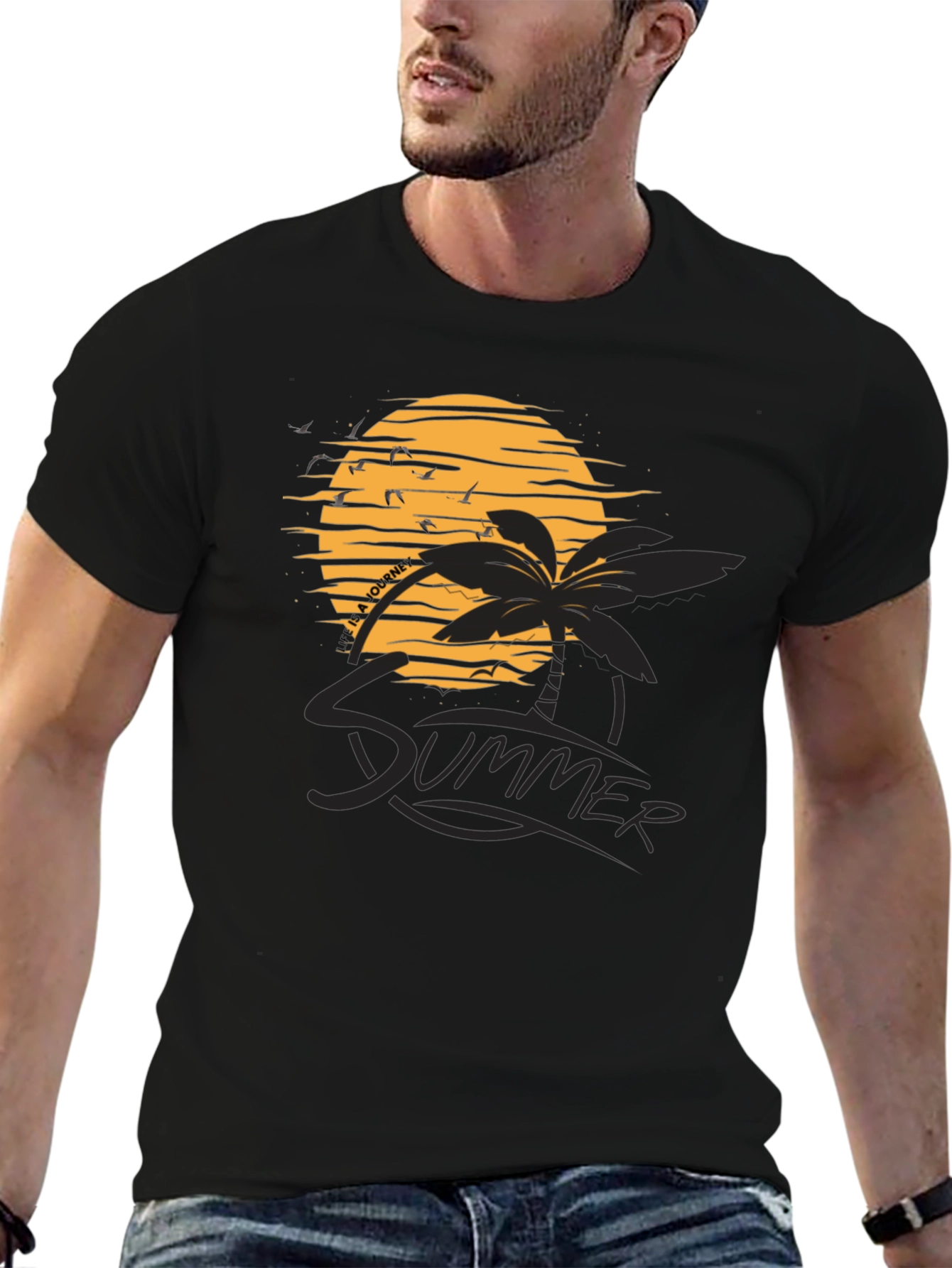 Summer Vibes Black Graphic Tee