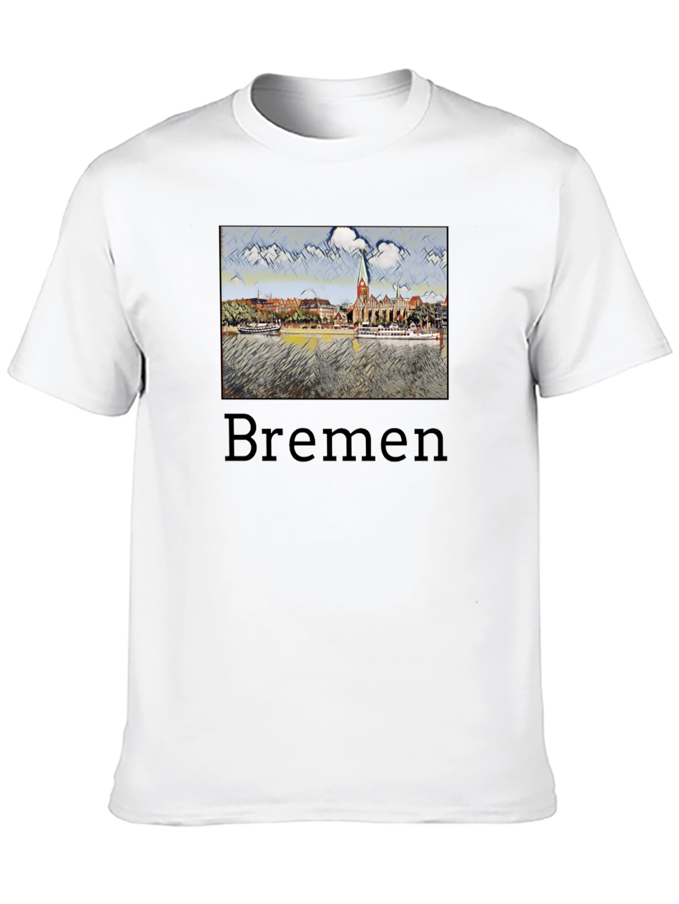 Bremen Cityscape Graphic Tee - Black Cotton