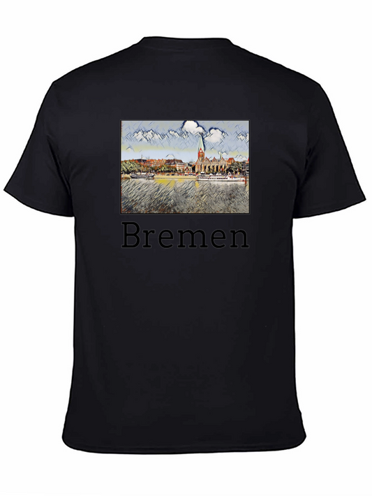 Bremen Cityscape Graphic Tee - Black Cotton