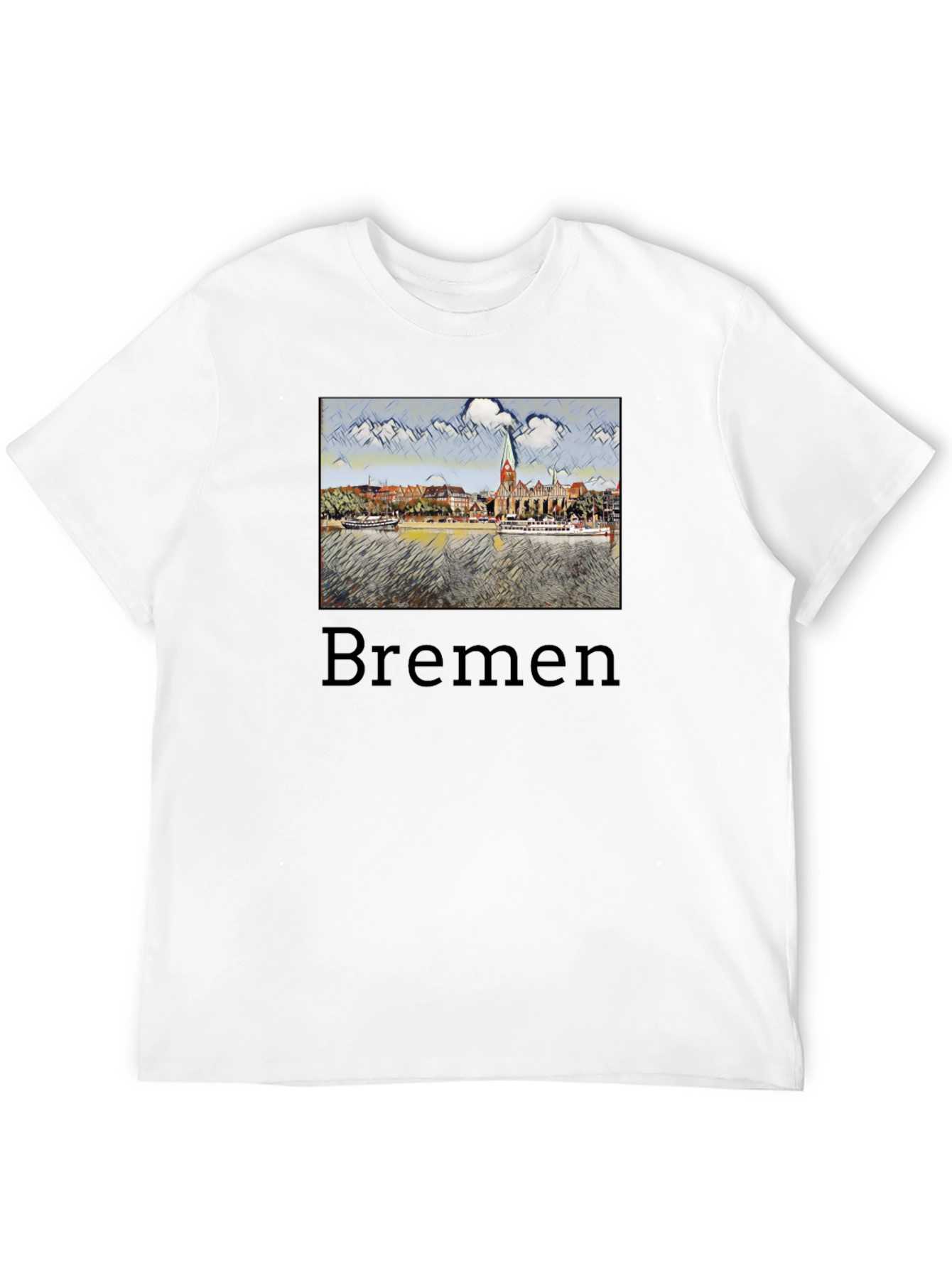 Bremen Cityscape Graphic Tee - Black Cotton