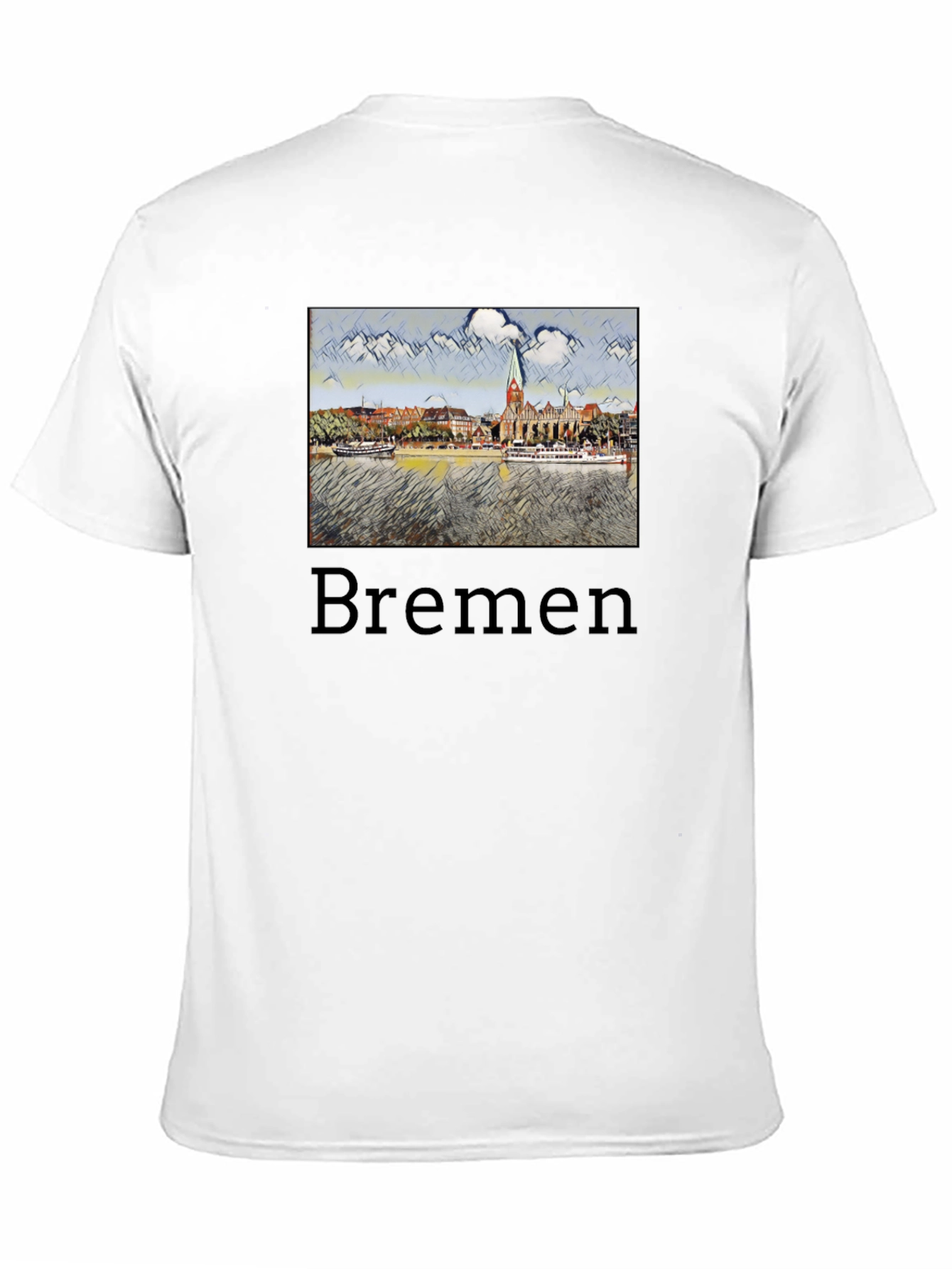 Bremen Cityscape Graphic Tee - Black Cotton