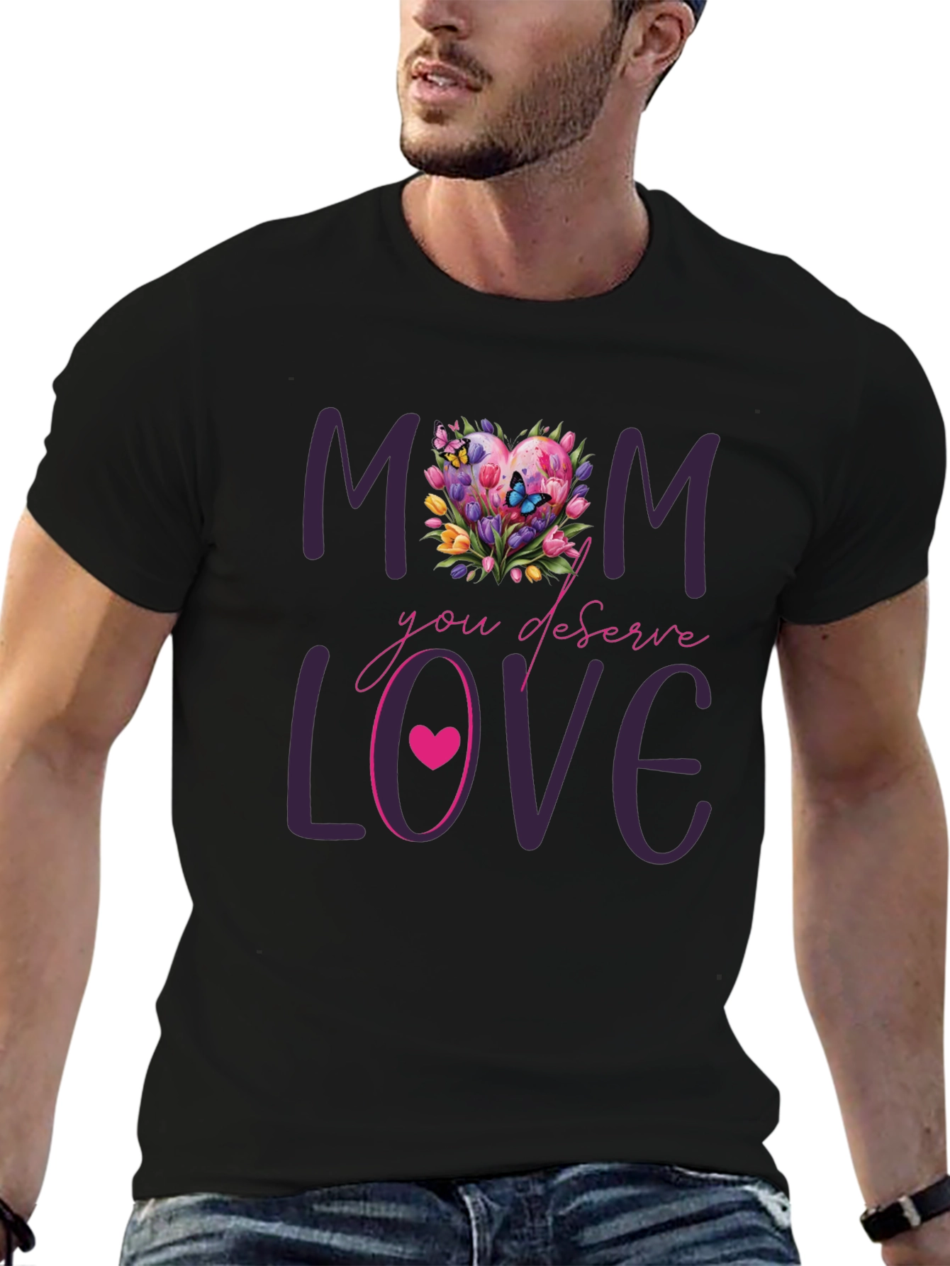 Mom Deserves Love Floral Heart T-Shirt