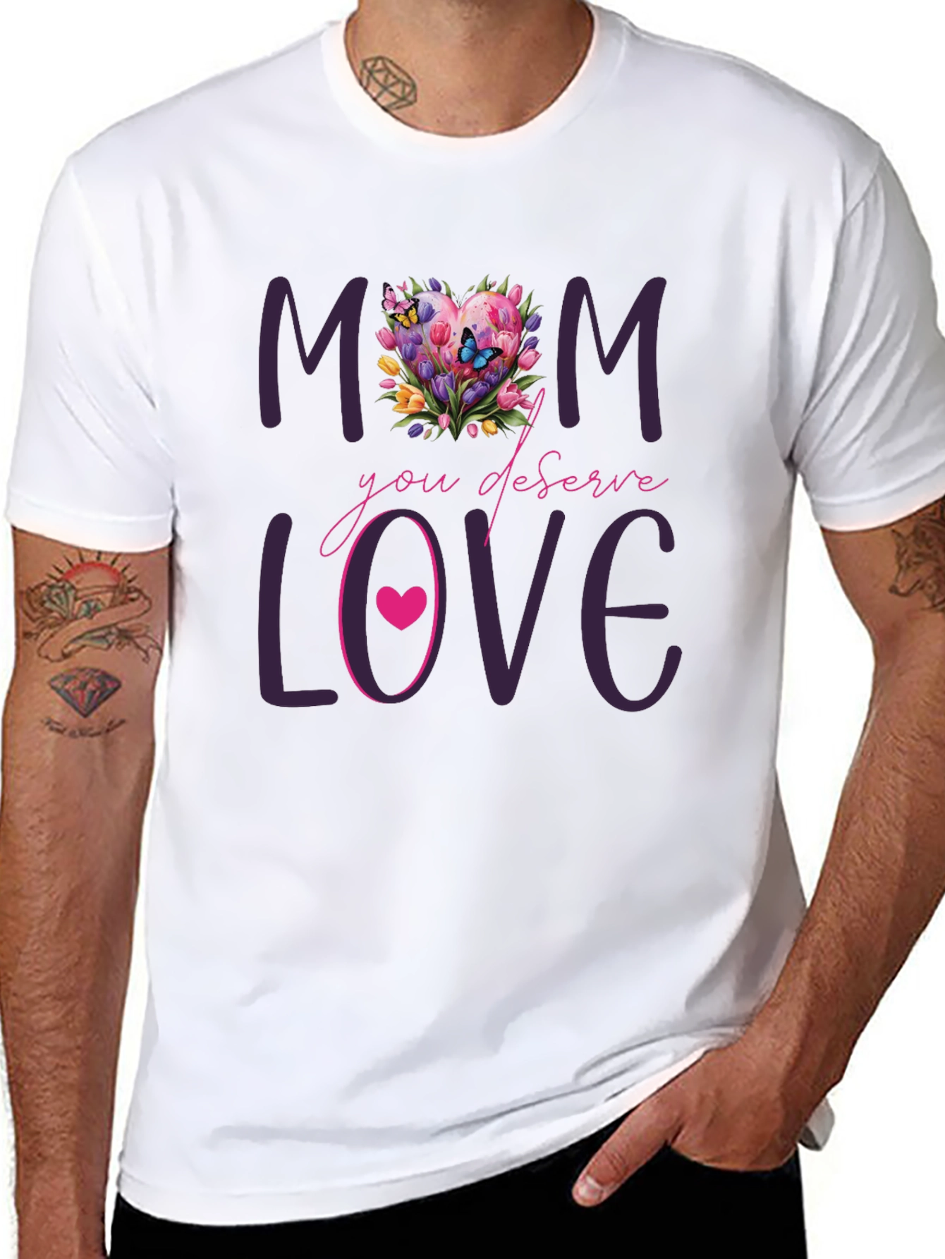 Mom Deserves Love Floral Heart T-Shirt