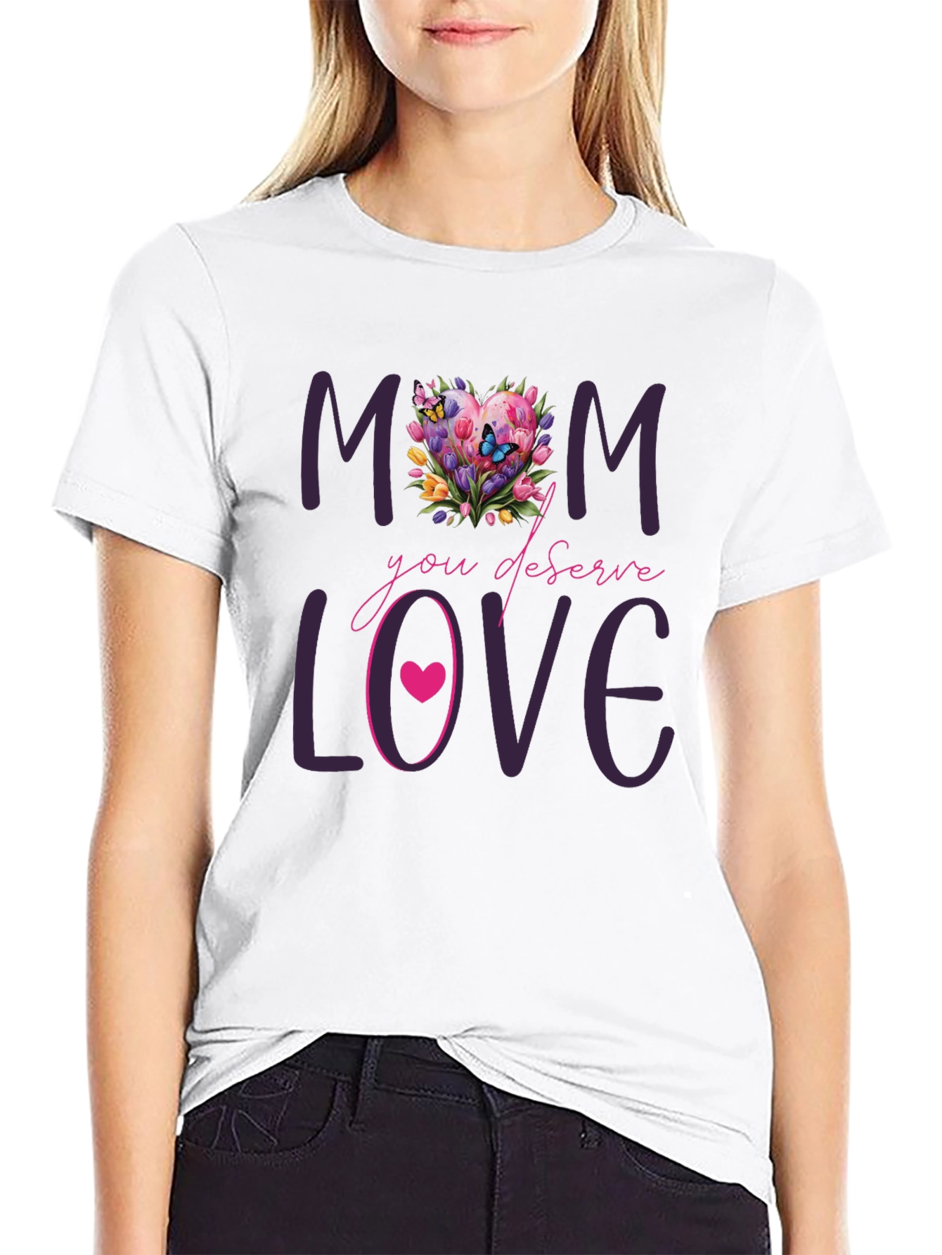 Mom Deserves Love Floral Heart T-Shirt