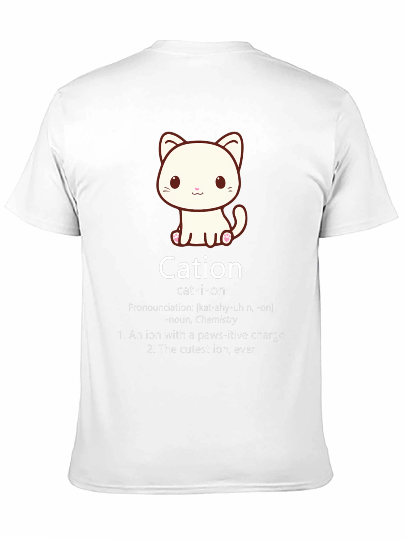 Cation Cat Pun T-Shirt Funny Chemistry Science Tee
