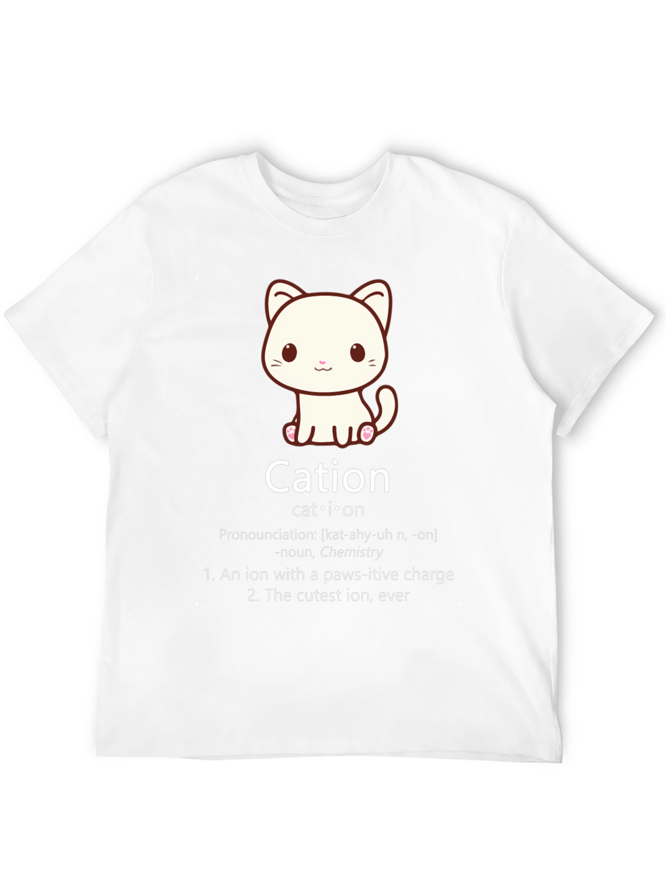 Cation Cat Pun T-Shirt Funny Chemistry Science Tee