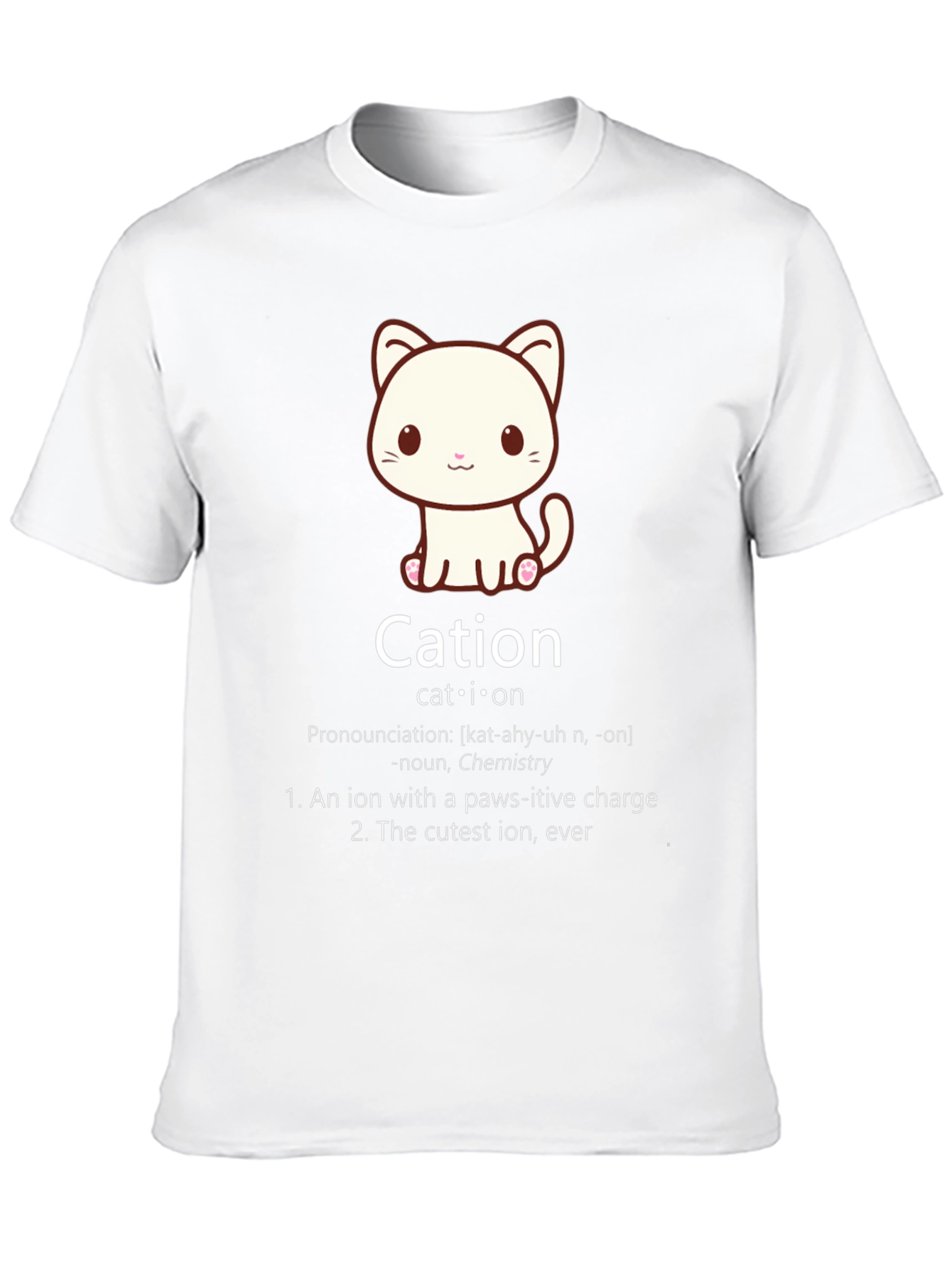 Cation Cat Pun T-Shirt Funny Chemistry Science Tee
