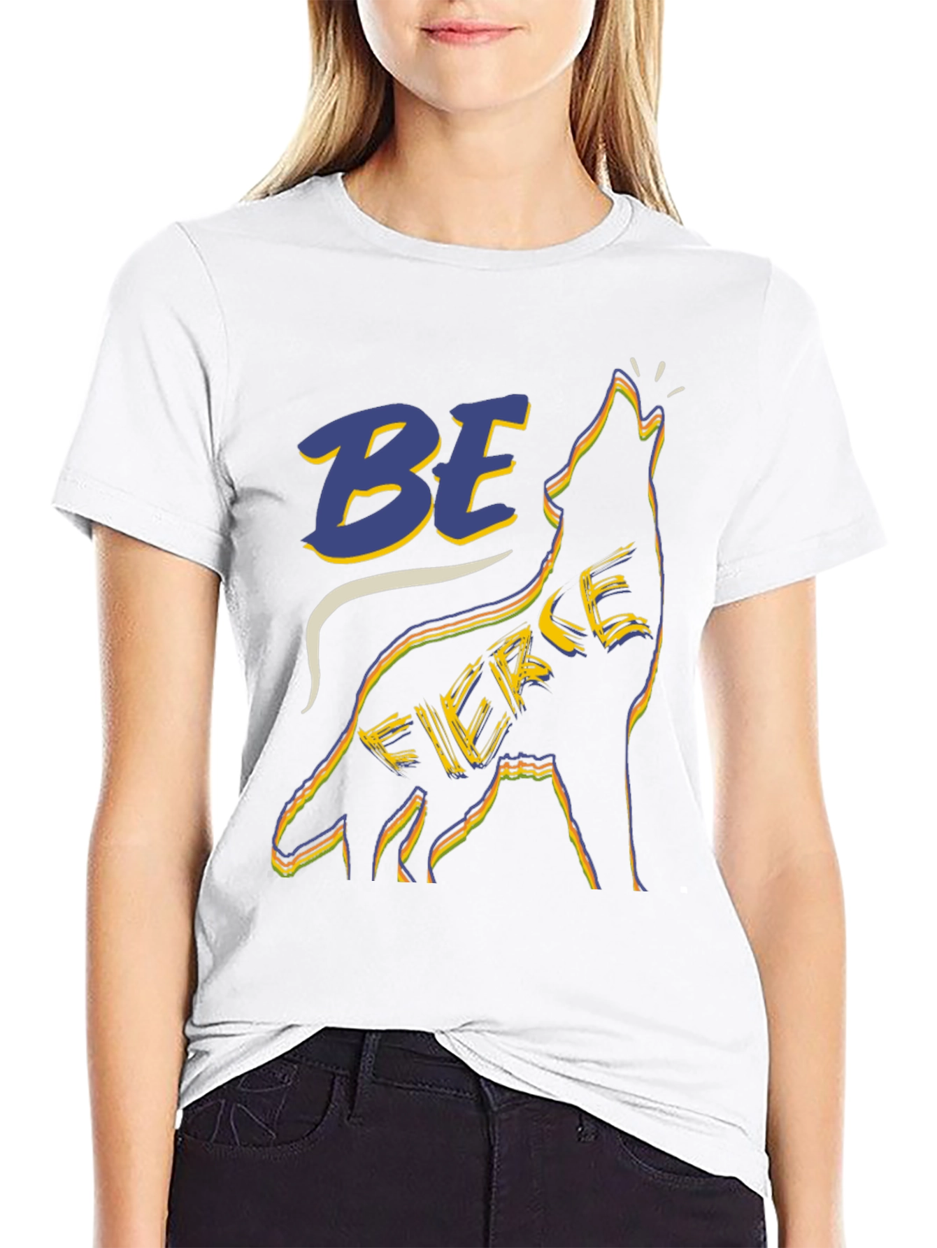 Be Fierce Wolf Graphic Tee - Black