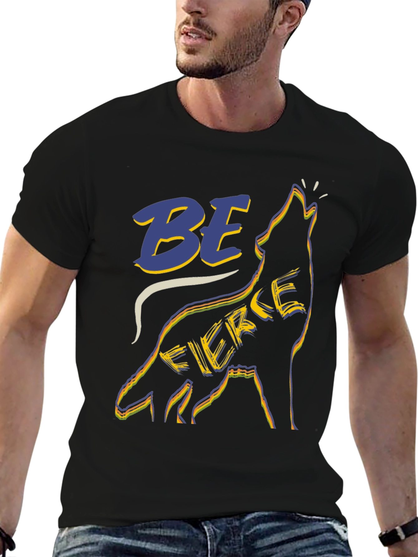 Be Fierce Wolf Graphic Tee - Black