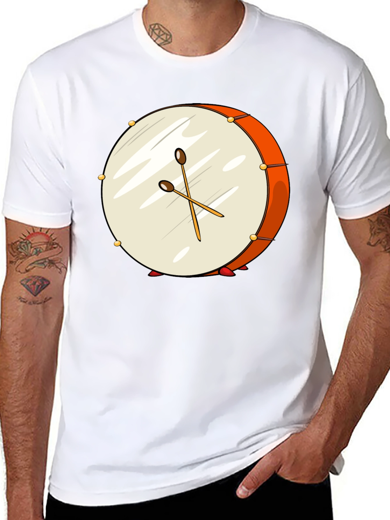 Drum Graphic Black T-Shirt - Music Lover Tee