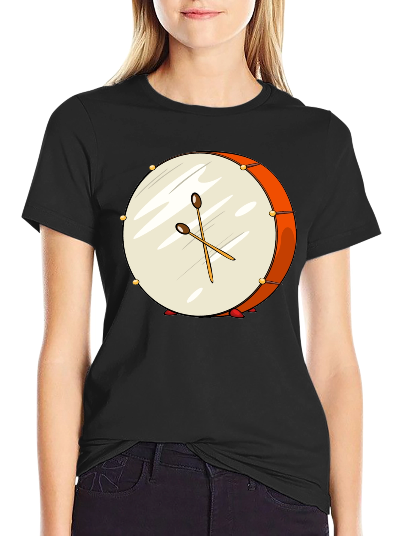 Drum Graphic Black T-Shirt - Music Lover Tee