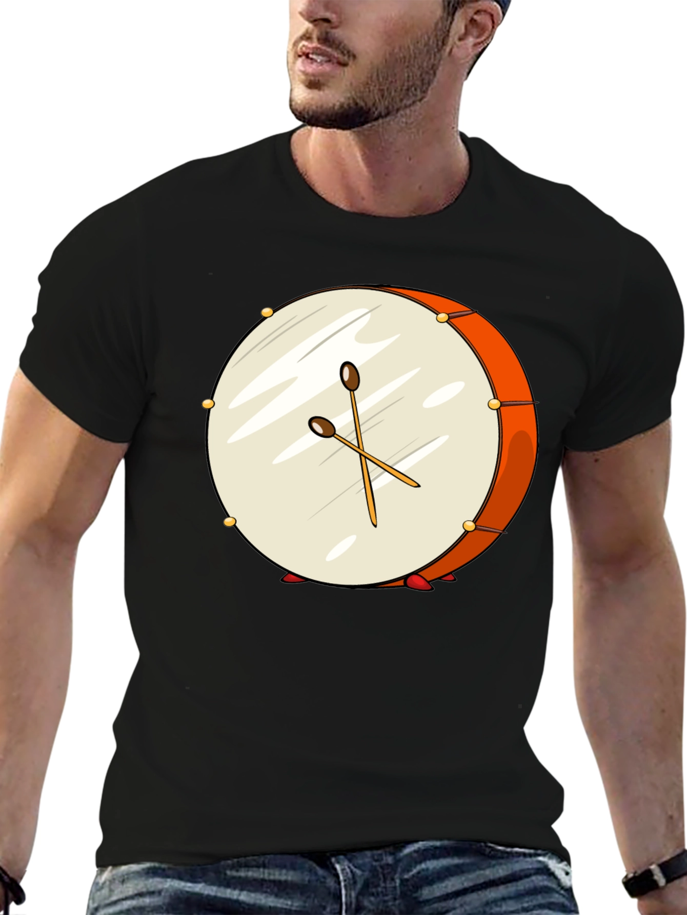 Drum Graphic Black T-Shirt - Music Lover Tee