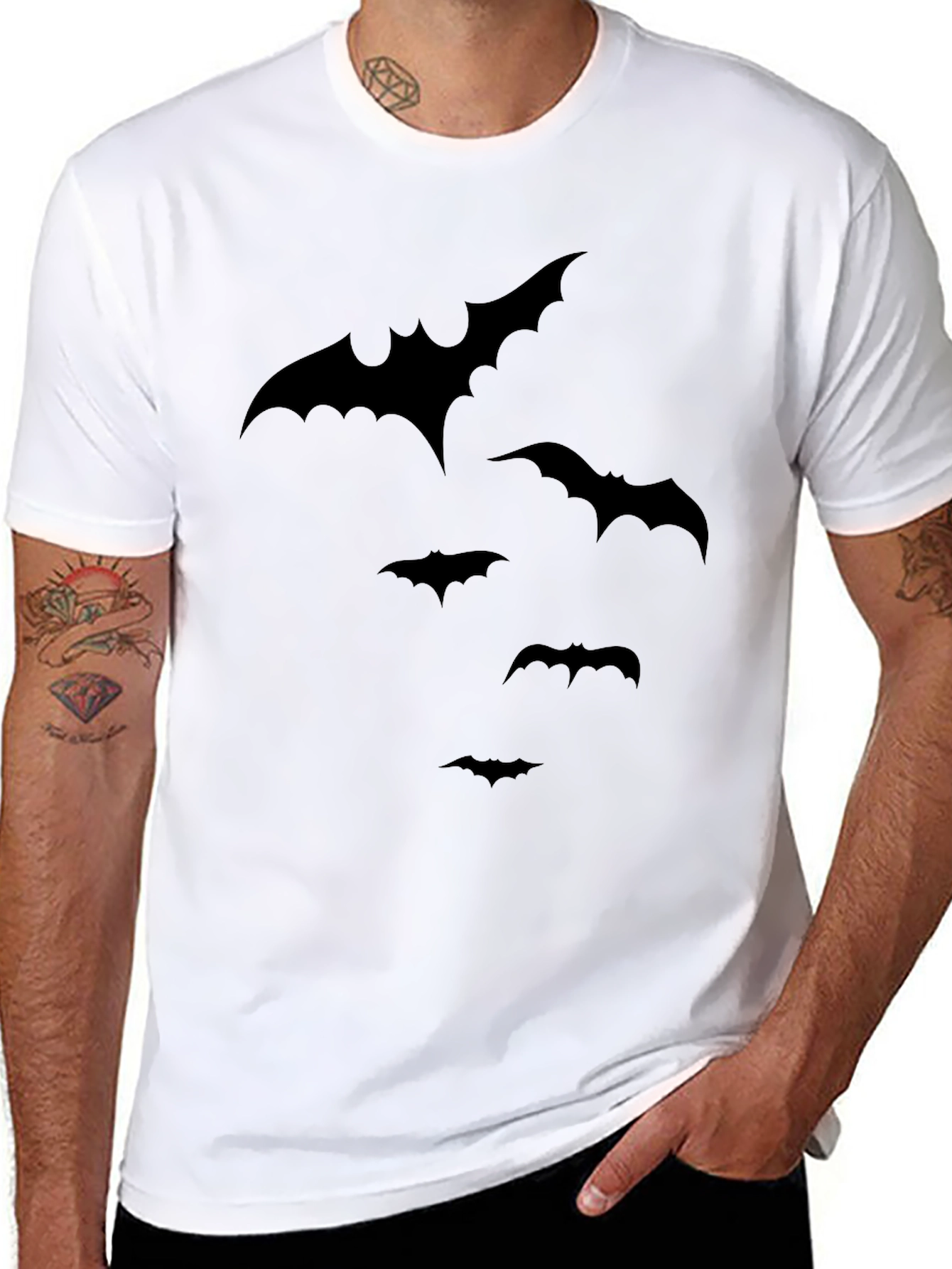 Mens Black Bat Graphic T-Shirt