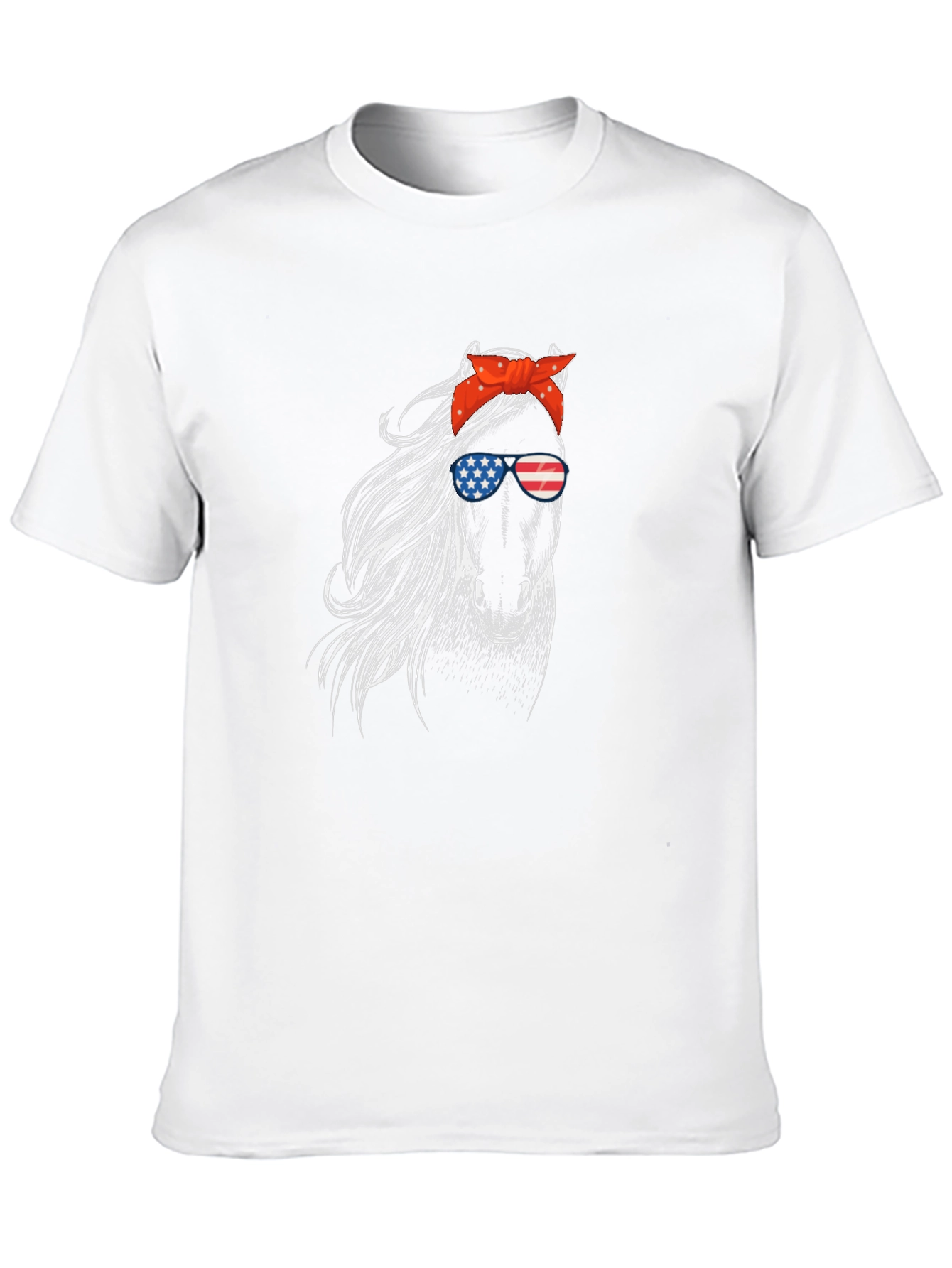 Patriotic Horse Graphic Tee - Black Cotton