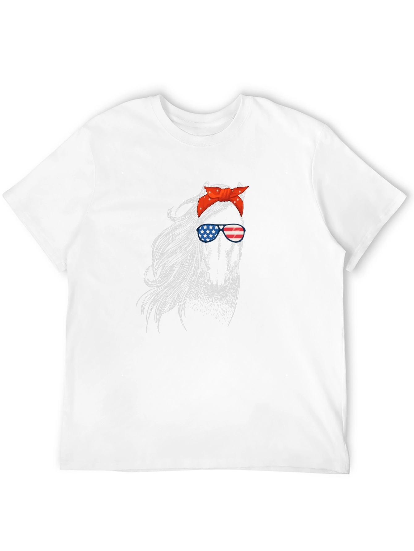 Patriotic Horse Graphic Tee - Black Cotton