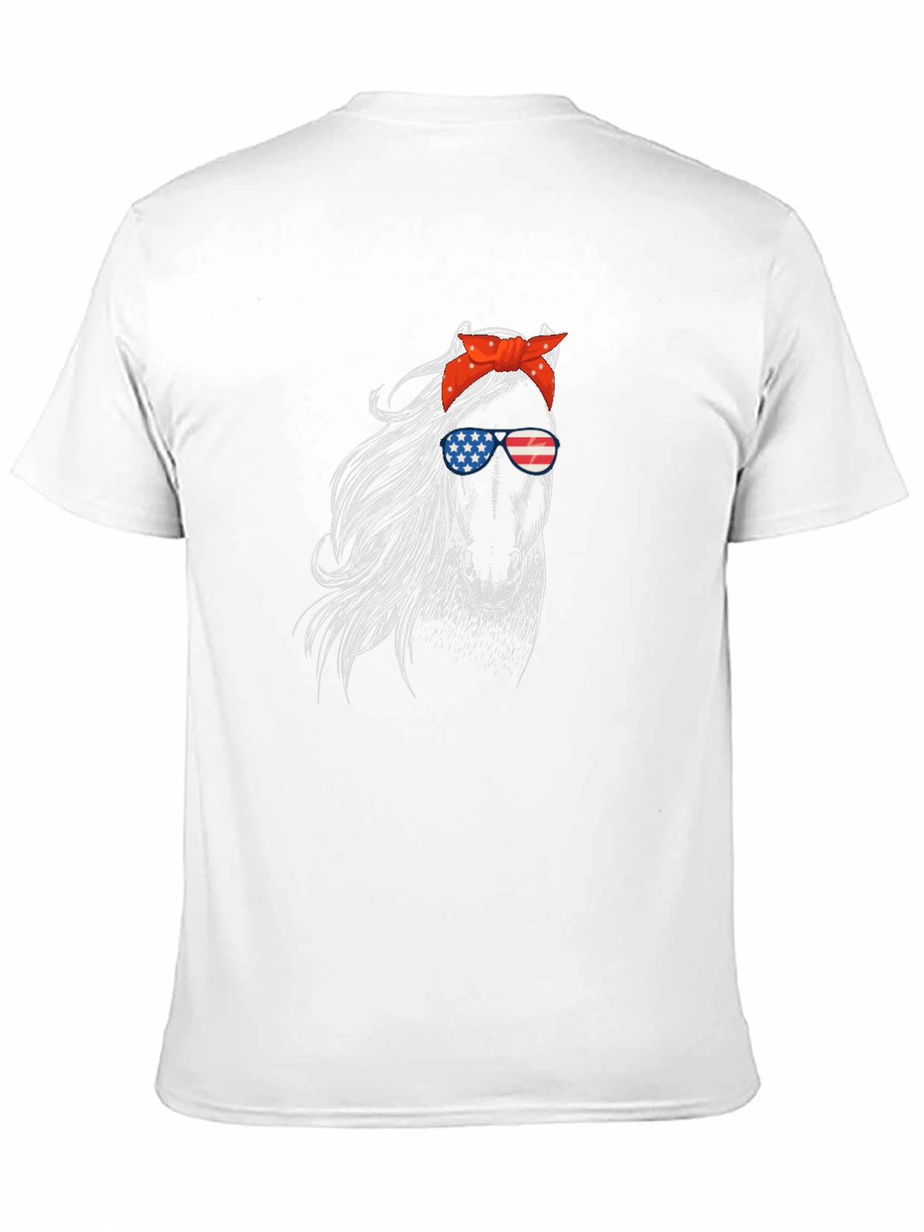 Patriotic Horse Graphic Tee - Black Cotton