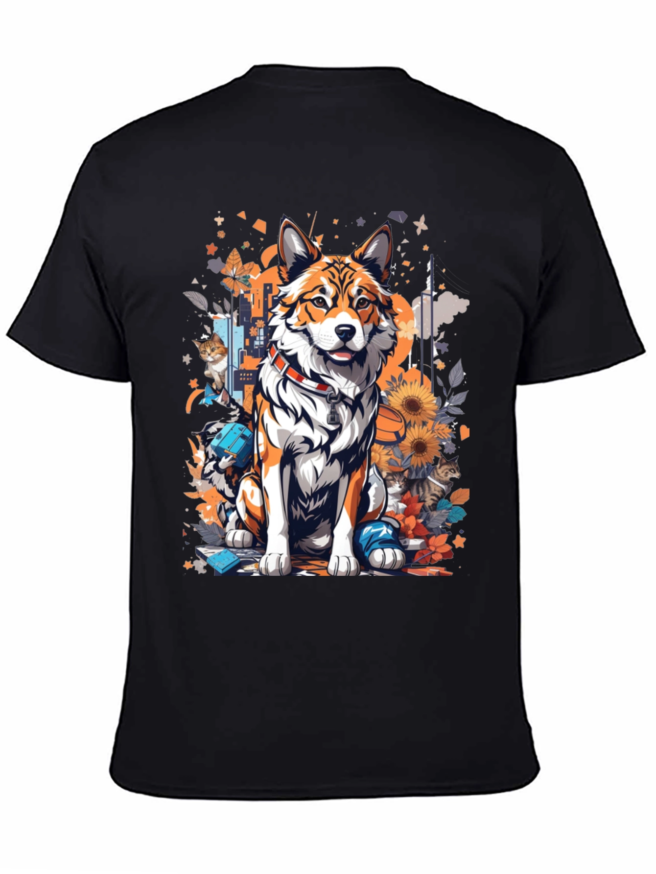 Dog and Cat Art T-Shirt - Stylish Animal Print