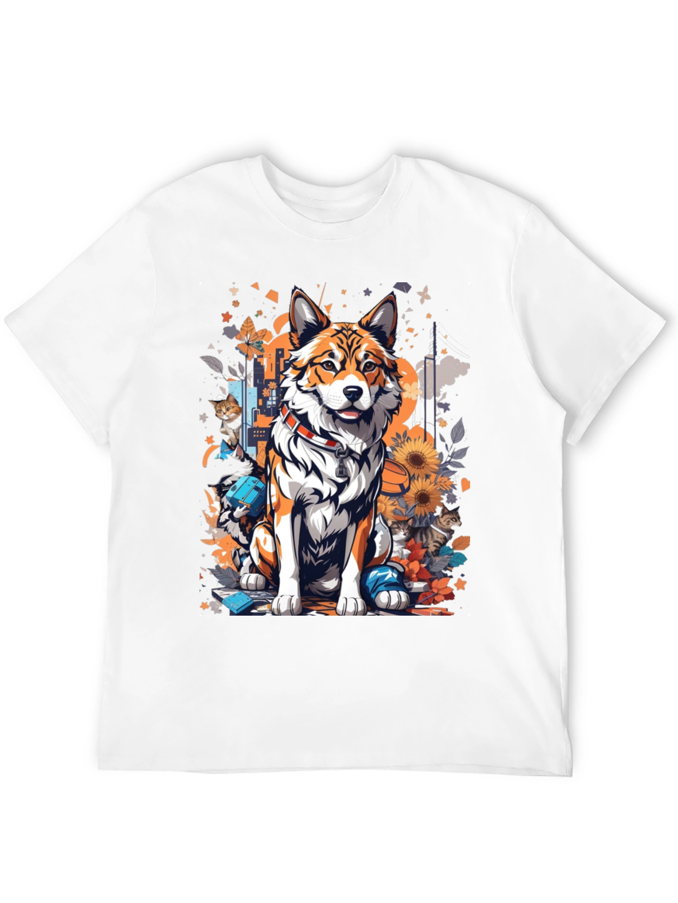 Dog and Cat Art T-Shirt - Stylish Animal Print