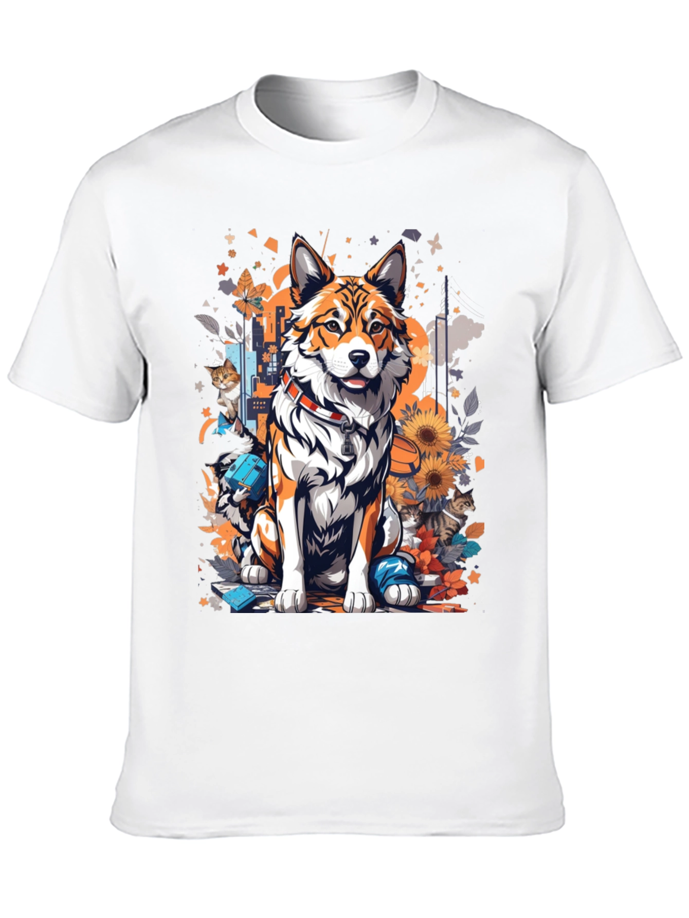 Dog and Cat Art T-Shirt - Stylish Animal Print