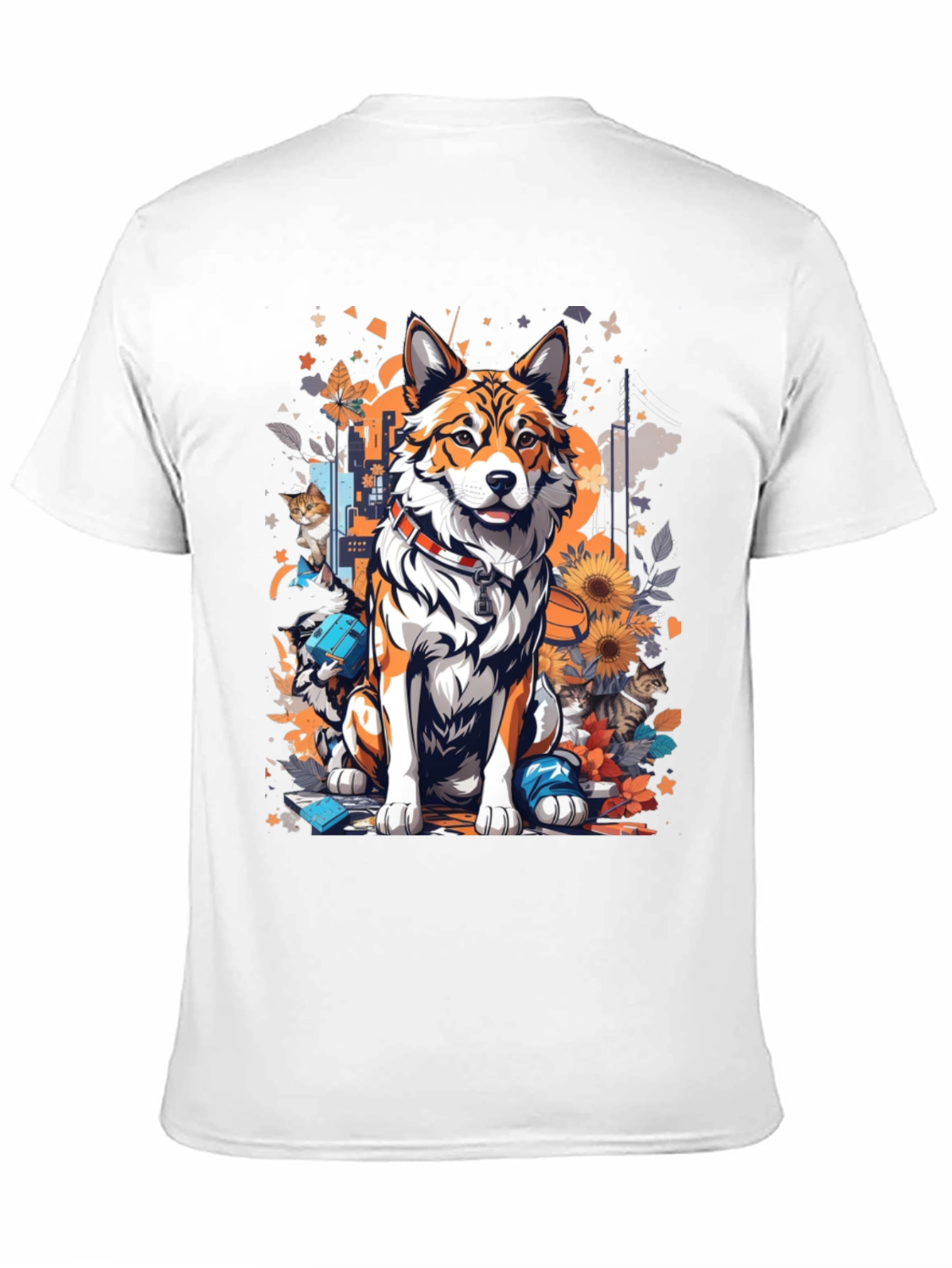 Dog and Cat Art T-Shirt - Stylish Animal Print