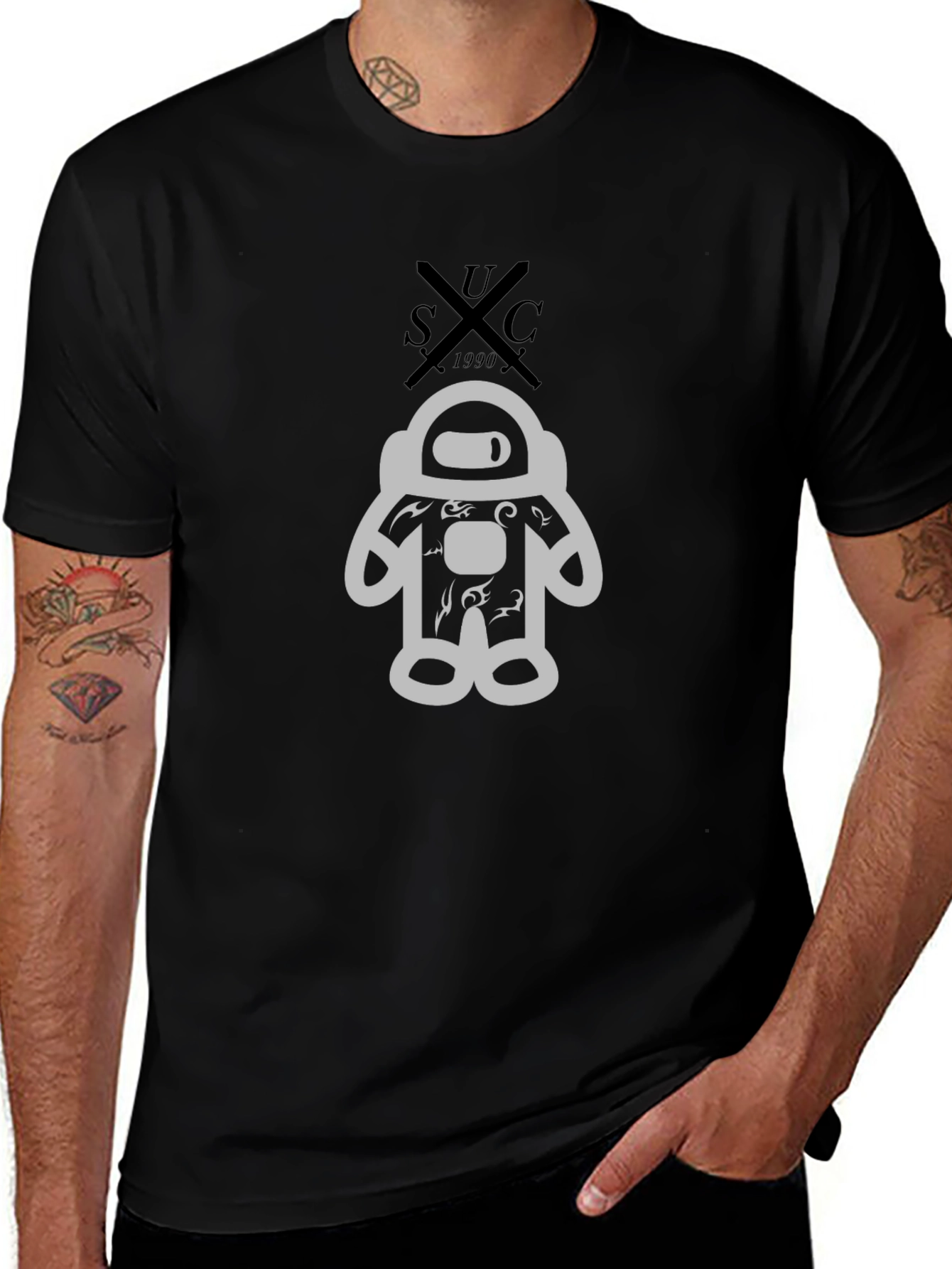 Astronaut Graphic Black T-Shirt - Cool Casual Tee