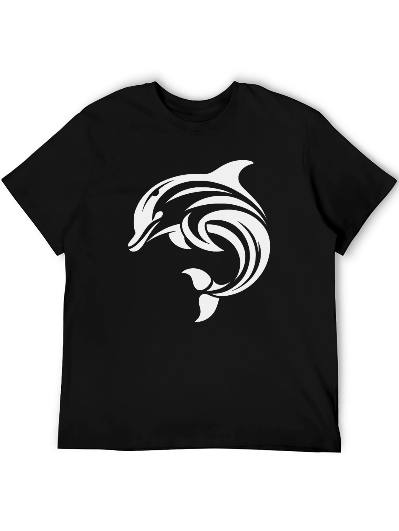 Black Tee with Dolphin Graphic