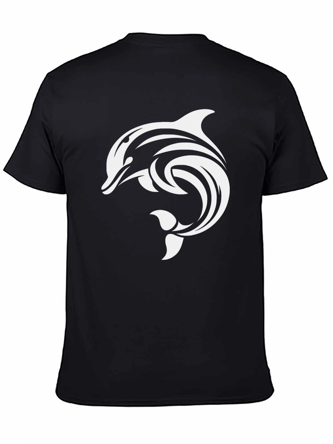 Black Tee with Dolphin Graphic