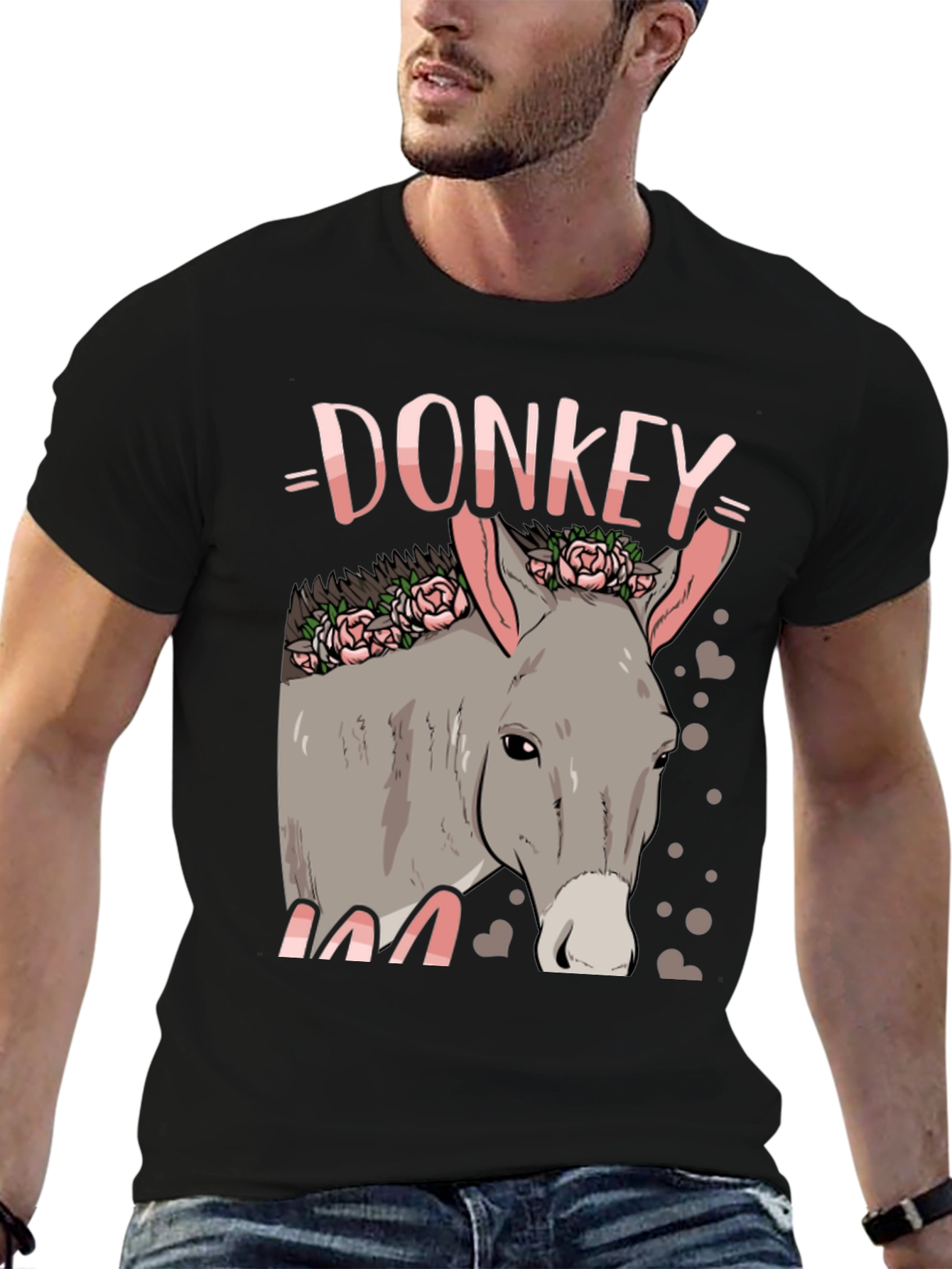 Donkey Floral Graphic Black Tee